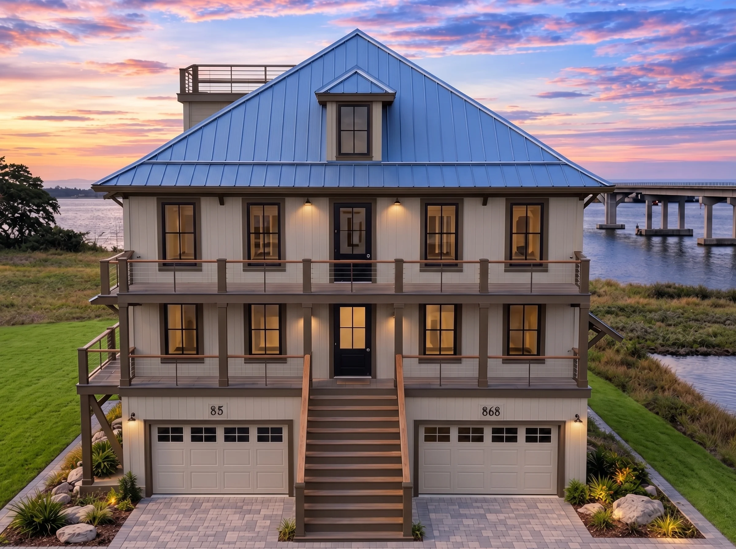 Plan  18-1634 – Auburn Heights Estate  | Charleston – 5-Bed, 5.5-Bath, 3,240 SF - Mushroom Taupe, AI-generated exterior concept