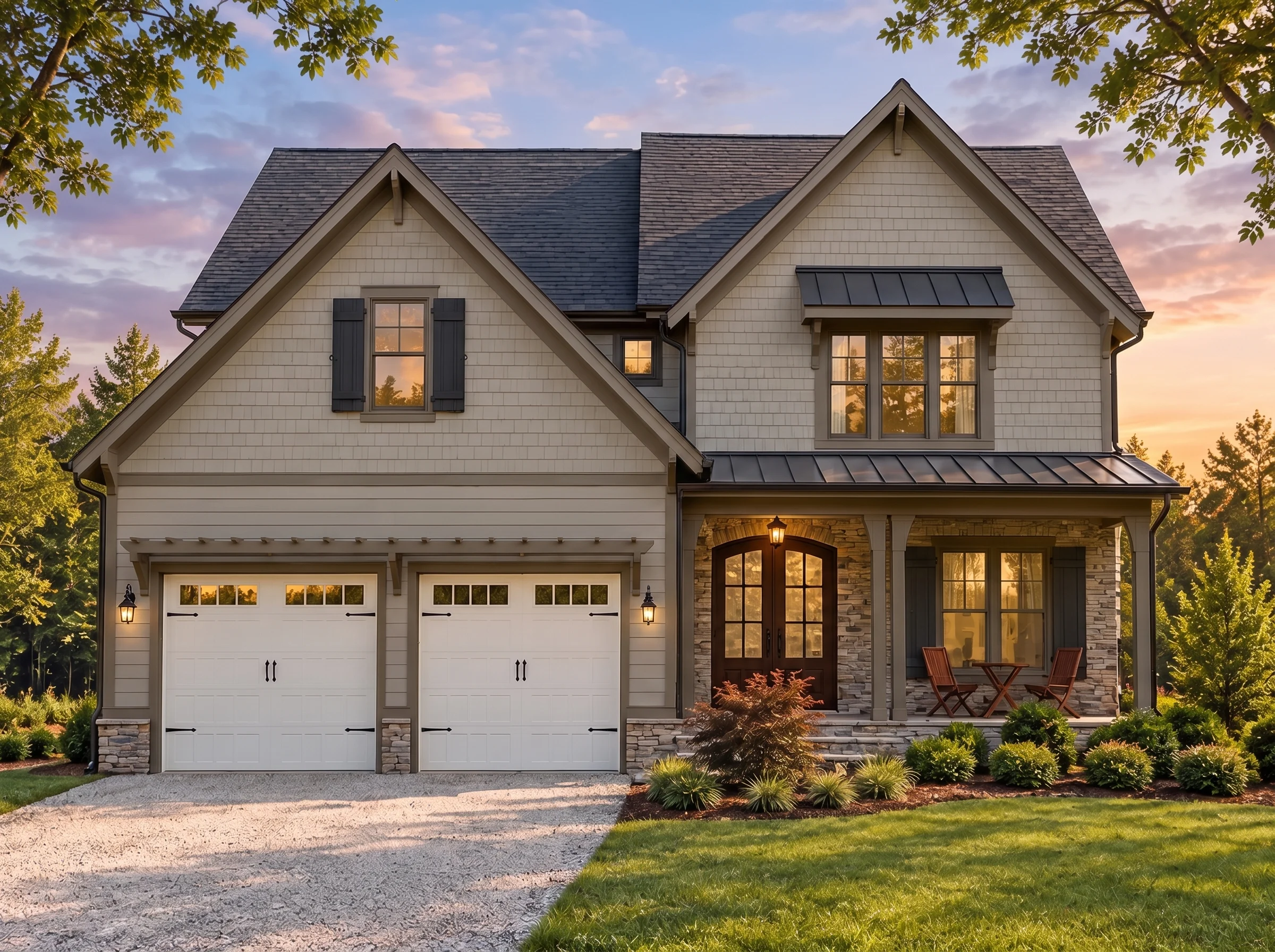 Plan  18-1636 – Wyoming Basin |  Craftsman – 5-Bed, 5.5-Bath, 3,914 SF - Mushroom Taupe, AI-generated exterior concept