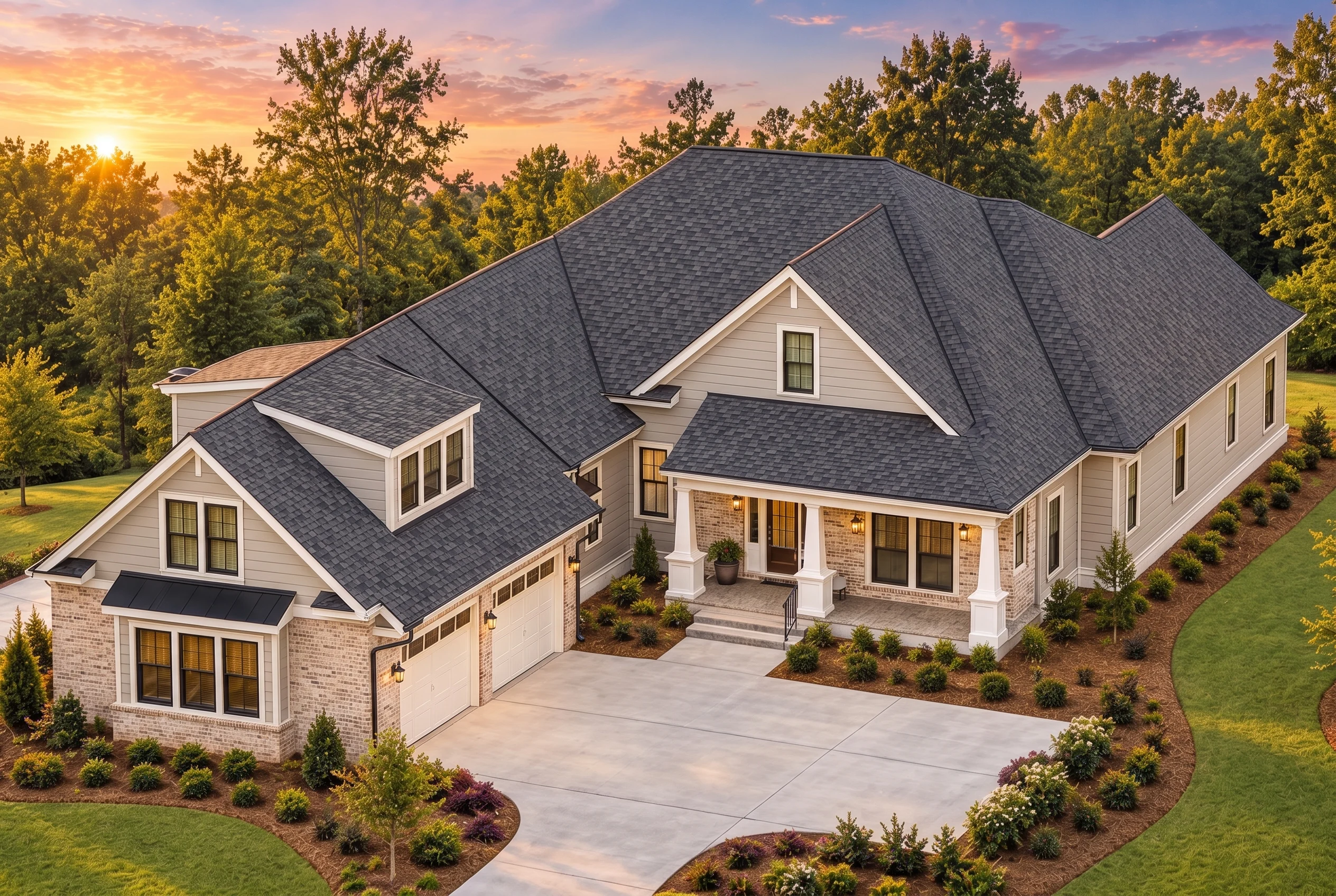Plan  18-1652 – Word Retreat | New  American – 4-Bed, 5-Bath, 3,184 SF - Natural Brick, AI-generated exterior concept
