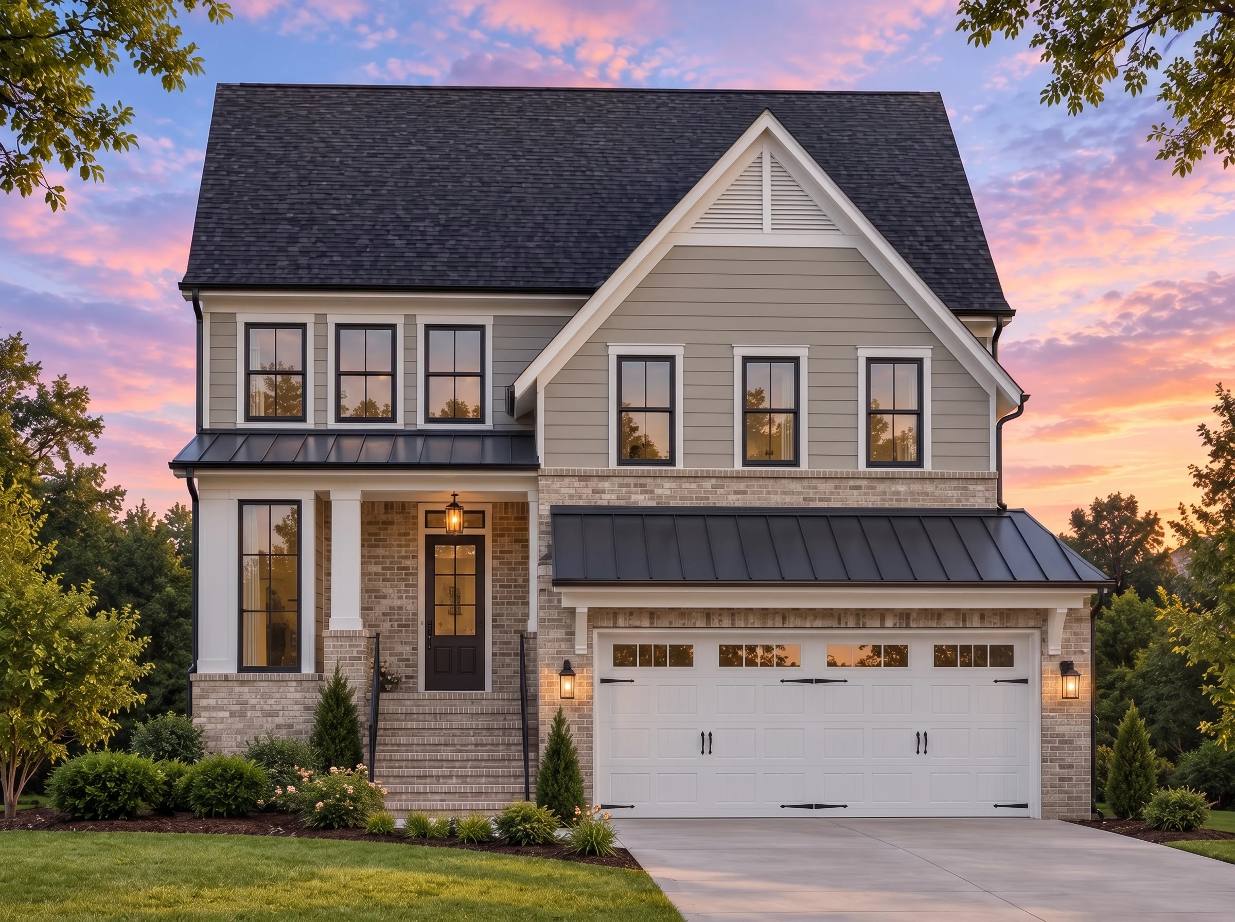 Plan  18-1822 – Arizona Plateau |  New American – 4-Bed, 3.5-Bath, 2,708 SF - Natural Brick, AI-generated exterior concept