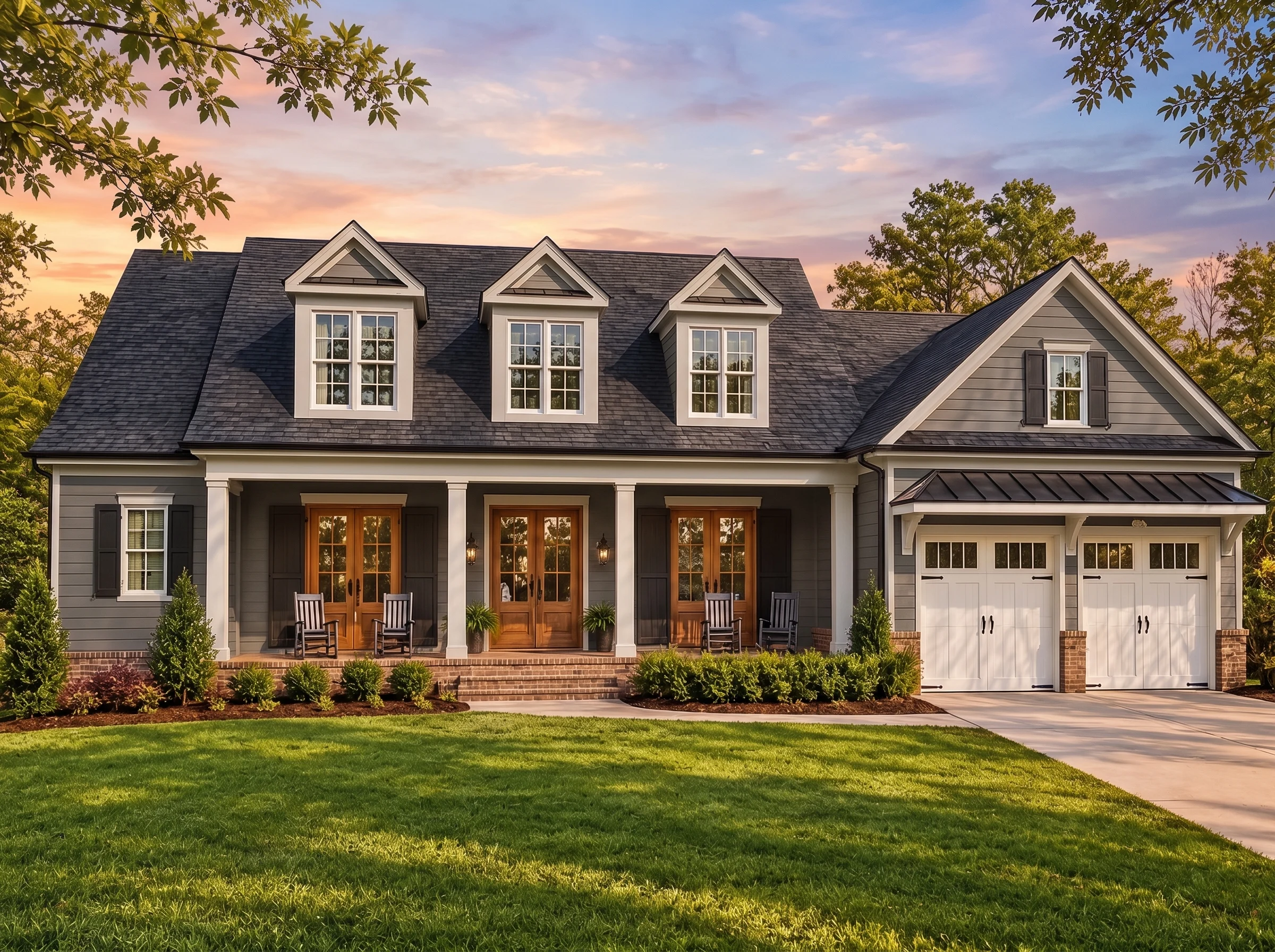 Plan  18-1895 – Moab Oasis |  Southern Colonial – 5-Bed, 3.5-Bath, 3,539 SF - Warm Charcoal, AI-generated exterior concept