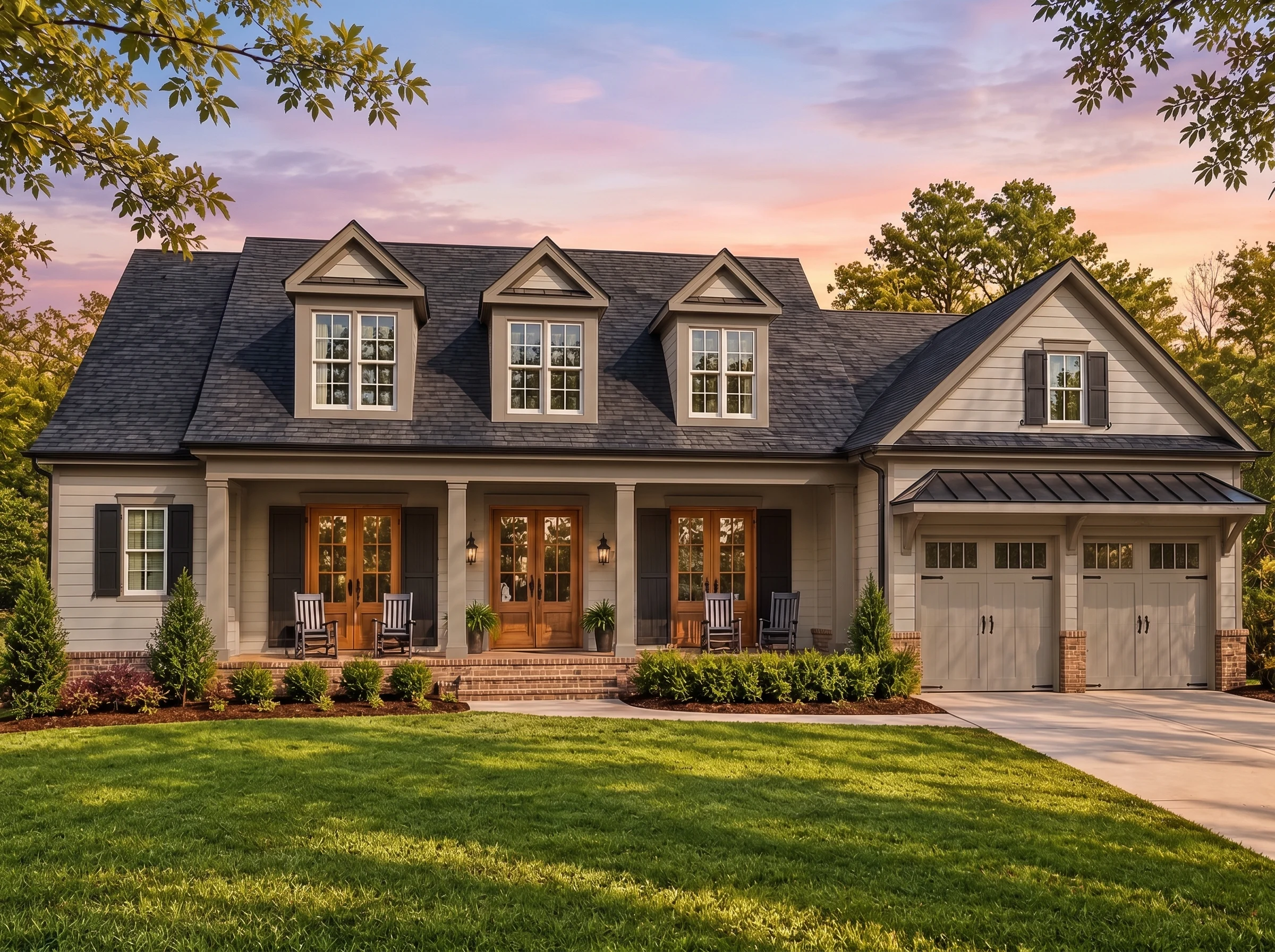 Plan  18-1895 – Moab Oasis |  Southern Colonial – 5-Bed, 3.5-Bath, 3,539 SF - Mushroom Taupe, AI-generated exterior concept