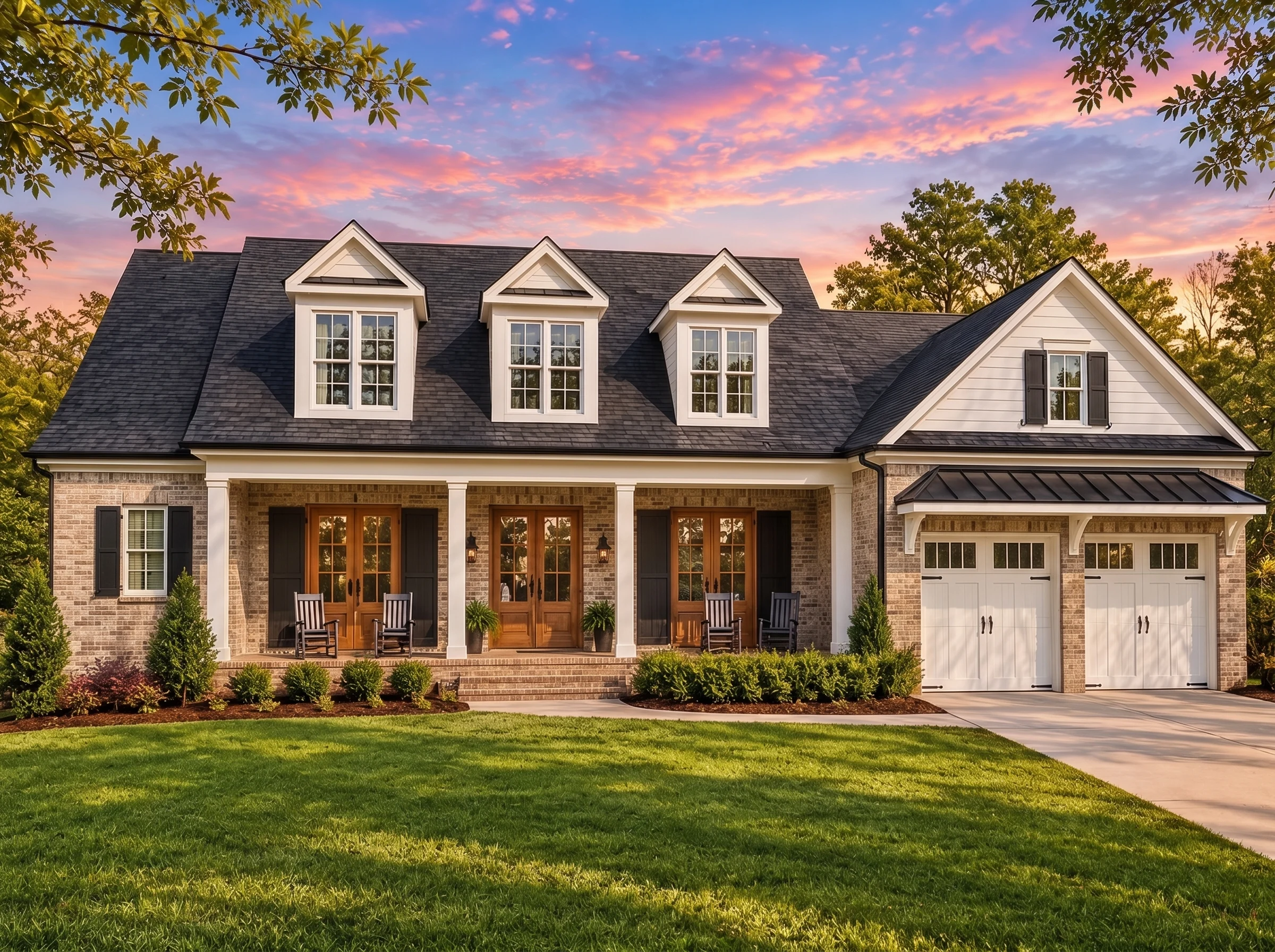 Plan  18-1895 – Moab Oasis |  Southern Colonial – 5-Bed, 3.5-Bath, 3,539 SF - Natural Brick, AI-generated exterior concept