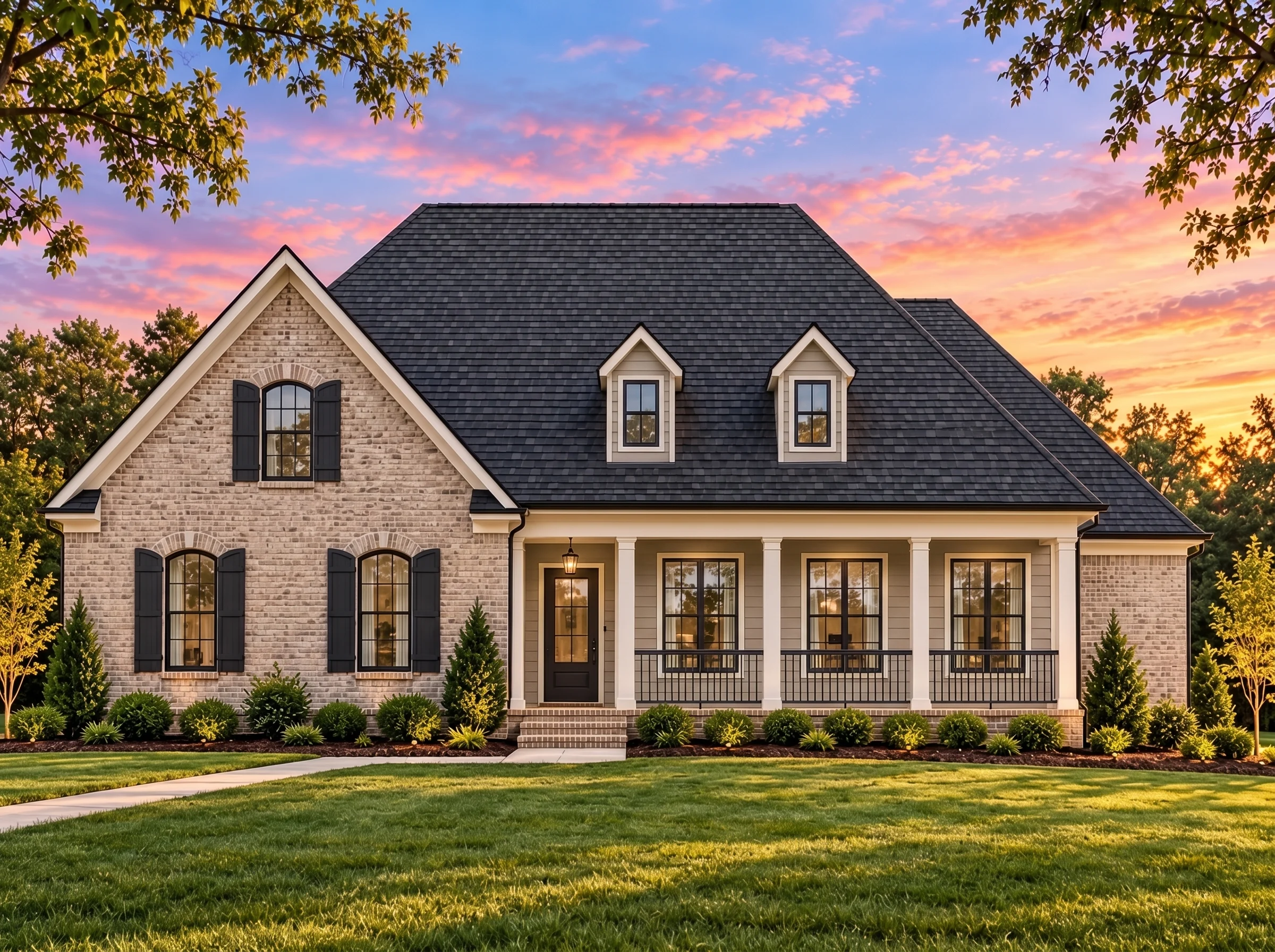 Plan  18-1998 – Georgia Piedmont |  Traditional Ranch – 2-Bed, 2-Bath, 1,440 SF - Natural Brick, AI-generated exterior concept
