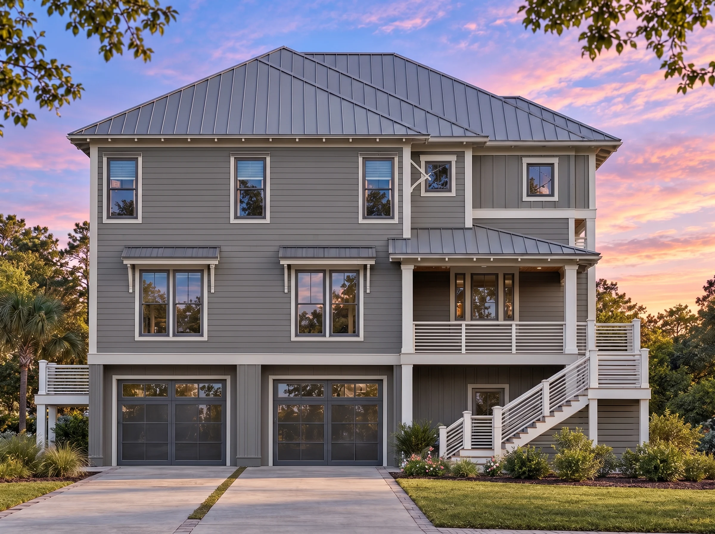 Plan  18-2018 – Manor Studio |  Coastal Traditional – 3-Bed, 3.5-Bath, 3,847 SF - Warm Charcoal, AI-generated exterior concept