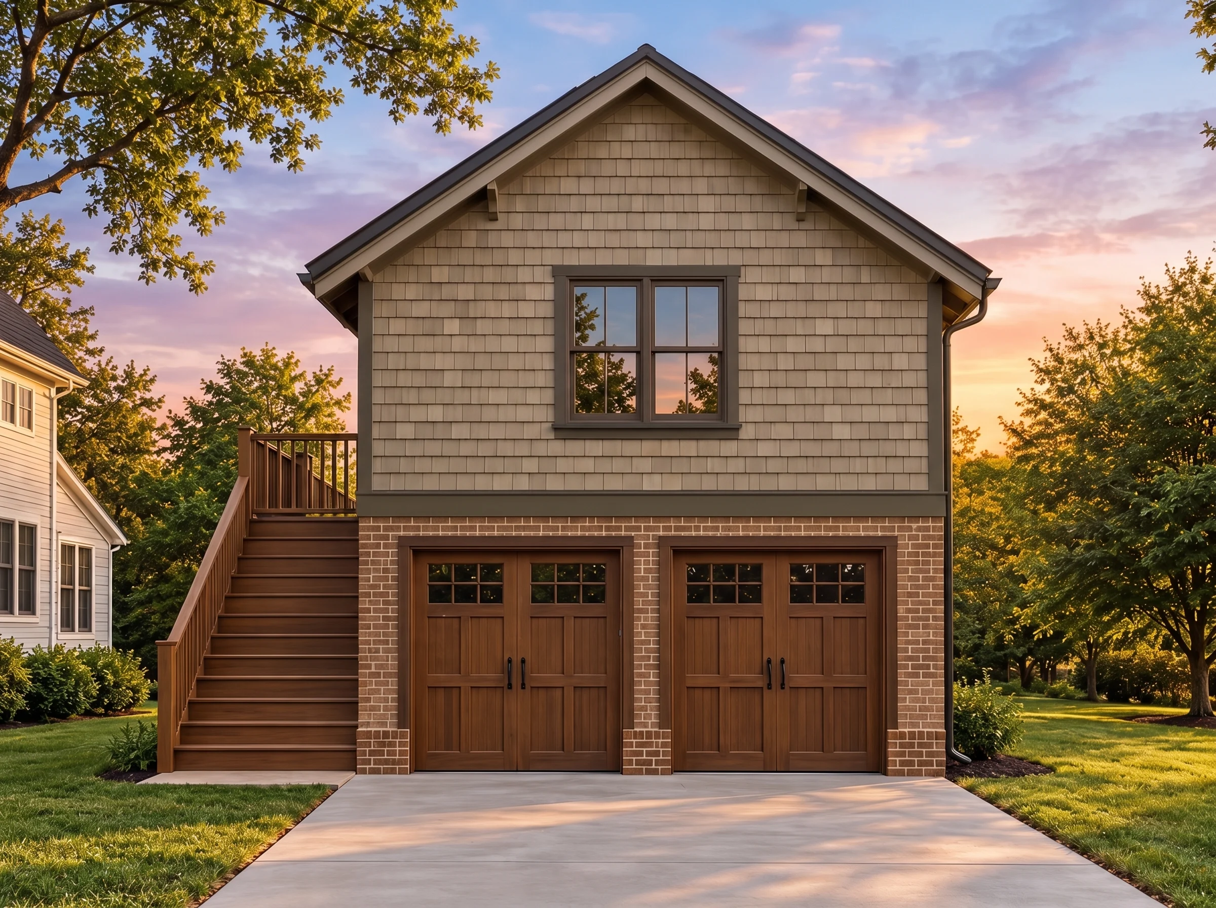 Plan  18-2163 – New Mexico Mesa |  ADU House – 4-Bed, 4.5-Bath, 288 SF - Mushroom Taupe, AI-generated exterior concept