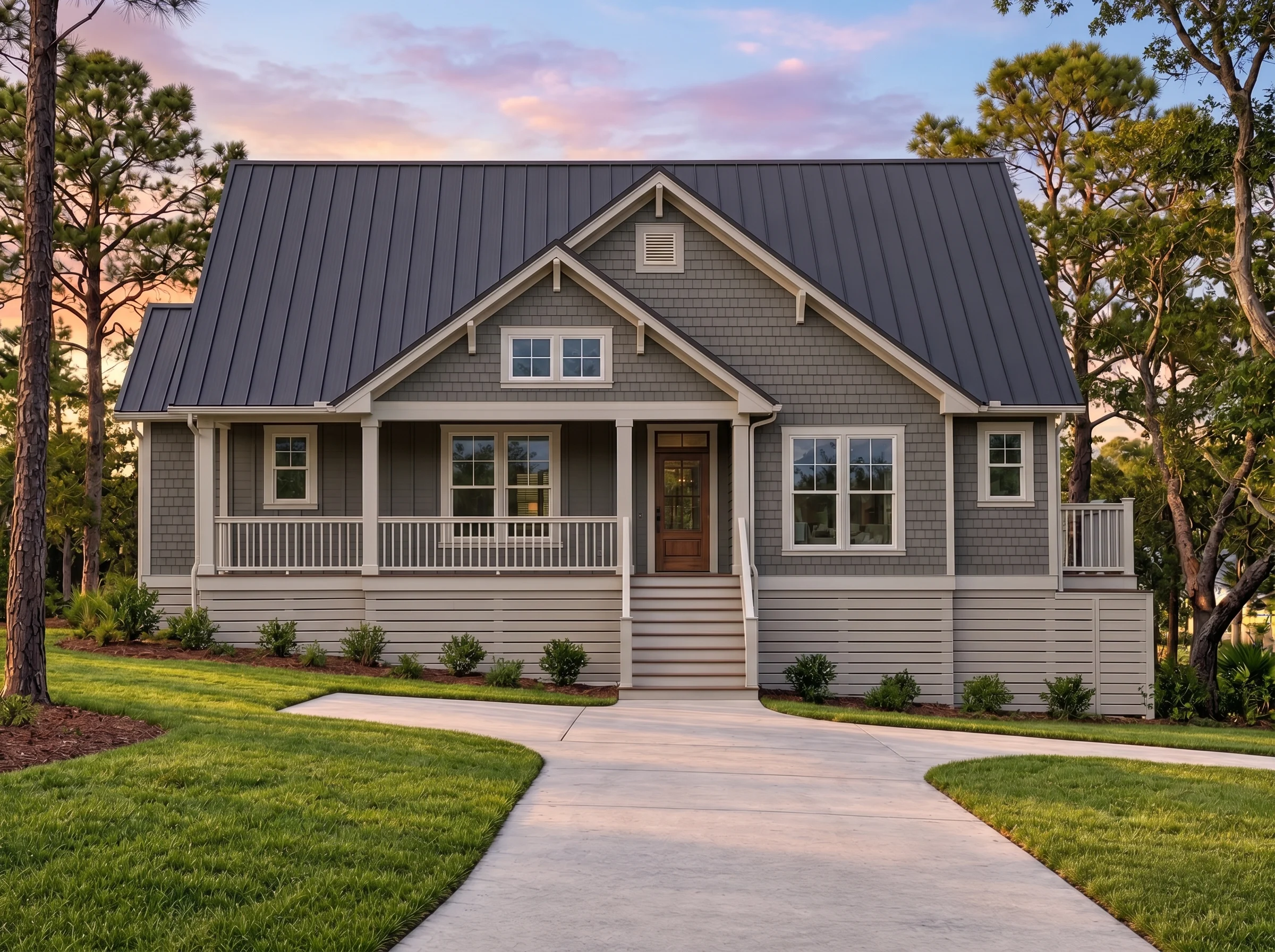 Plan  18-2161 – Auburn Garden Lodge  | Cape Cod – 4-Bed, 3-Bath, 1,831 SF - Warm Charcoal, AI-generated exterior concept