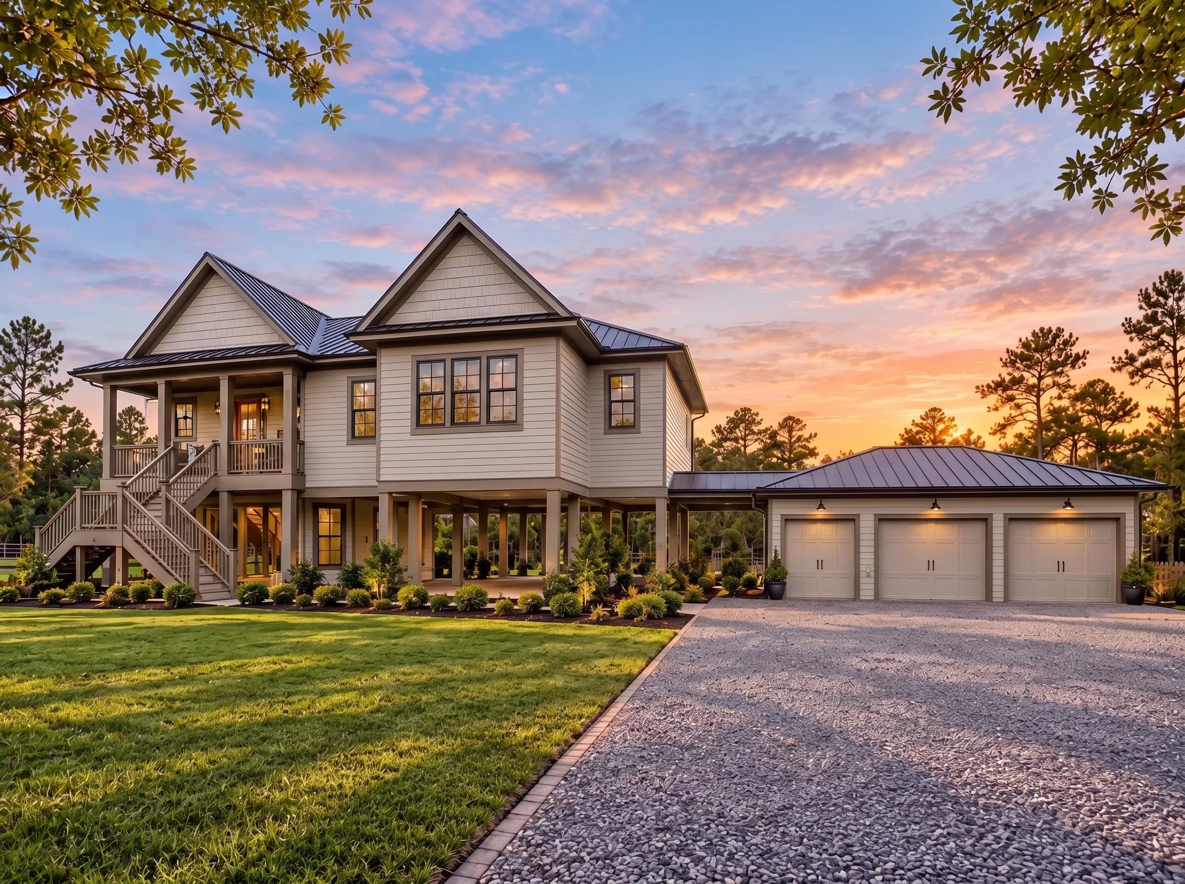 Plan  18-2157 – Aster Knoll House |  Coastal – 3-Bed, 4-Bath, 2,639 SF - Mushroom Taupe, AI-generated exterior concept