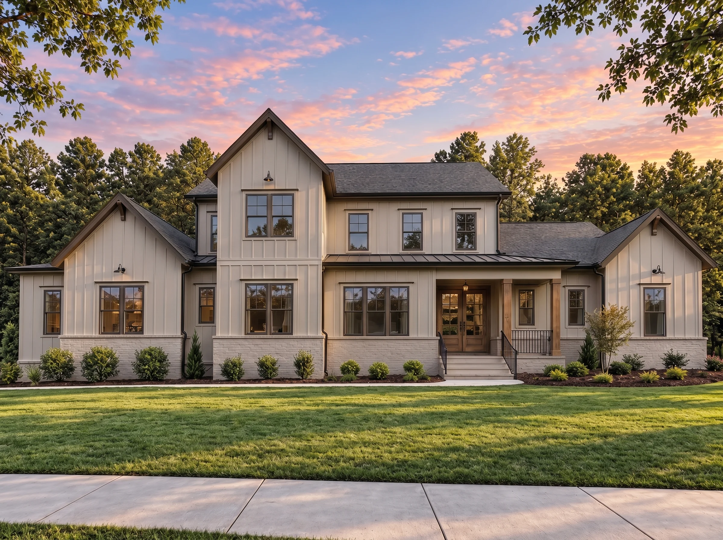 Plan  18-2189 – Clarity Cabin |  Modern Farmhouse – 5-Bed, 5-Bath, 3,788 SF - Mushroom Taupe, AI-generated exterior concept