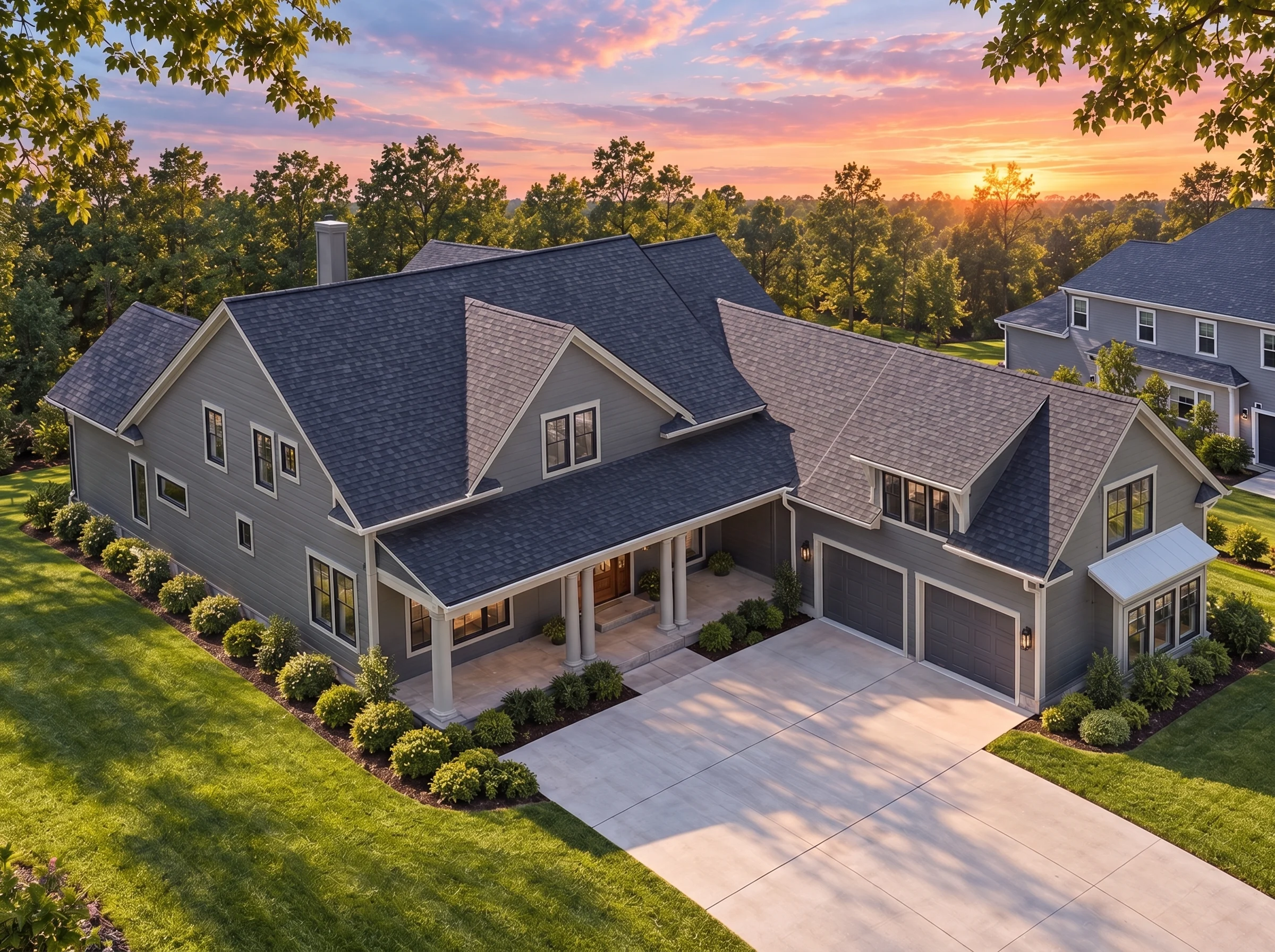 Plan  18-2240 – Oklahoma Ridge |  Colonial – 4-Bed, 3.5-Bath, 4,304 SF - Warm Charcoal, AI-generated exterior concept