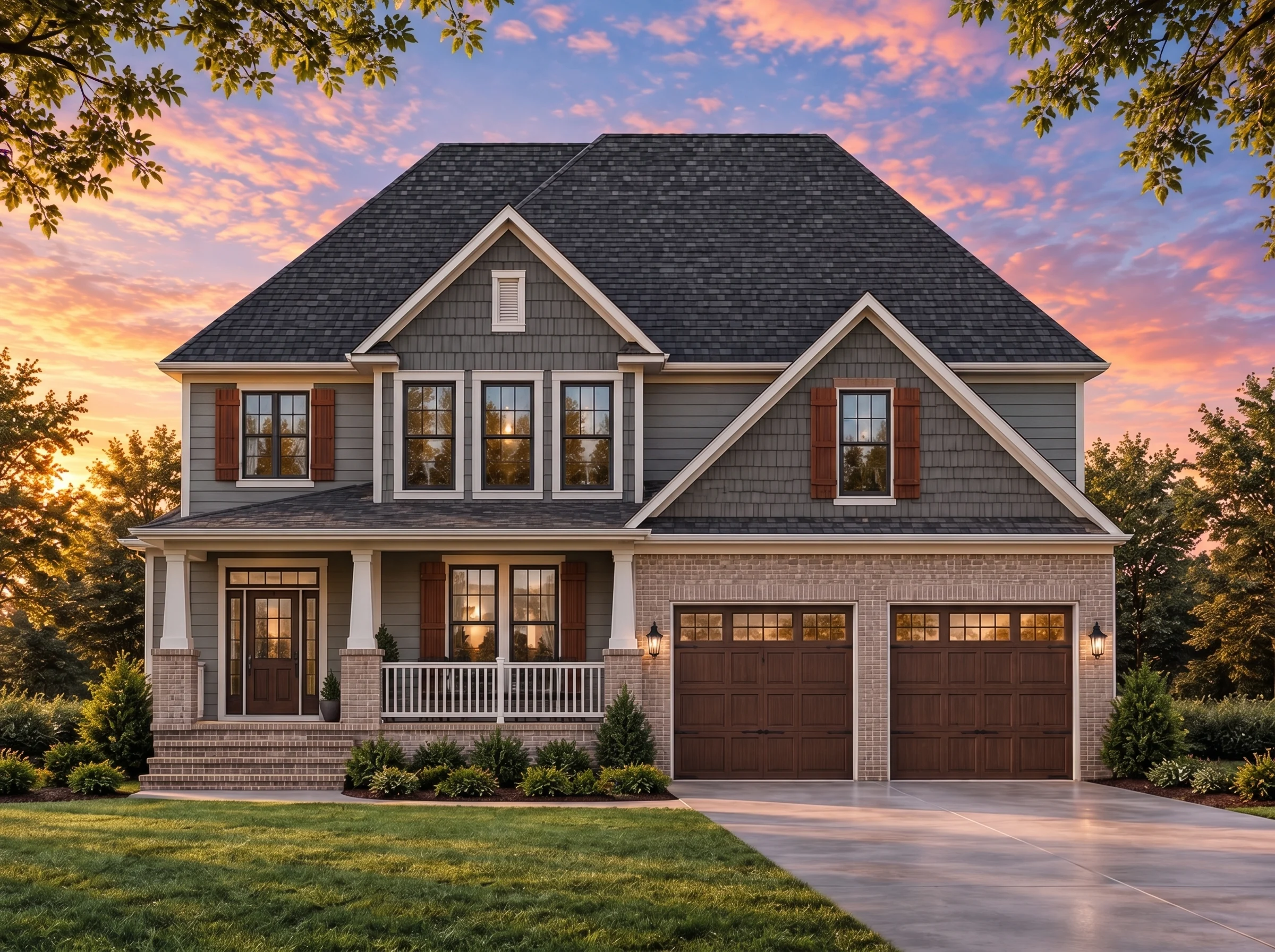 Plan  18-2241 – Nelson Meadow | New  American – 4-Bed, 3-Bath, 3,666 SF - Warm Charcoal, AI-generated exterior concept