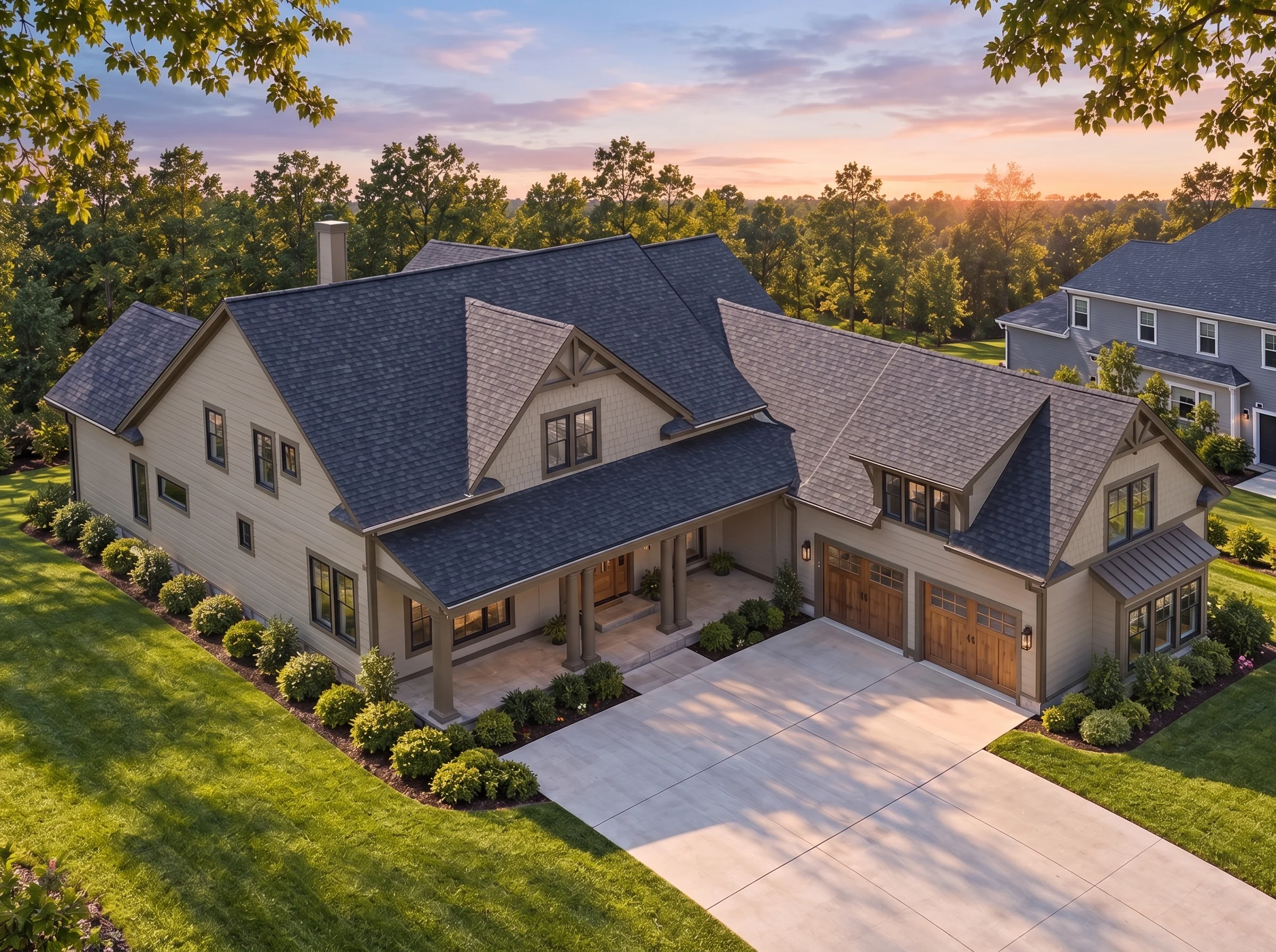 Plan  18-2240 – Oklahoma Ridge |  Colonial – 4-Bed, 3.5-Bath, 4,304 SF - Mushroom Taupe, AI-generated exterior concept