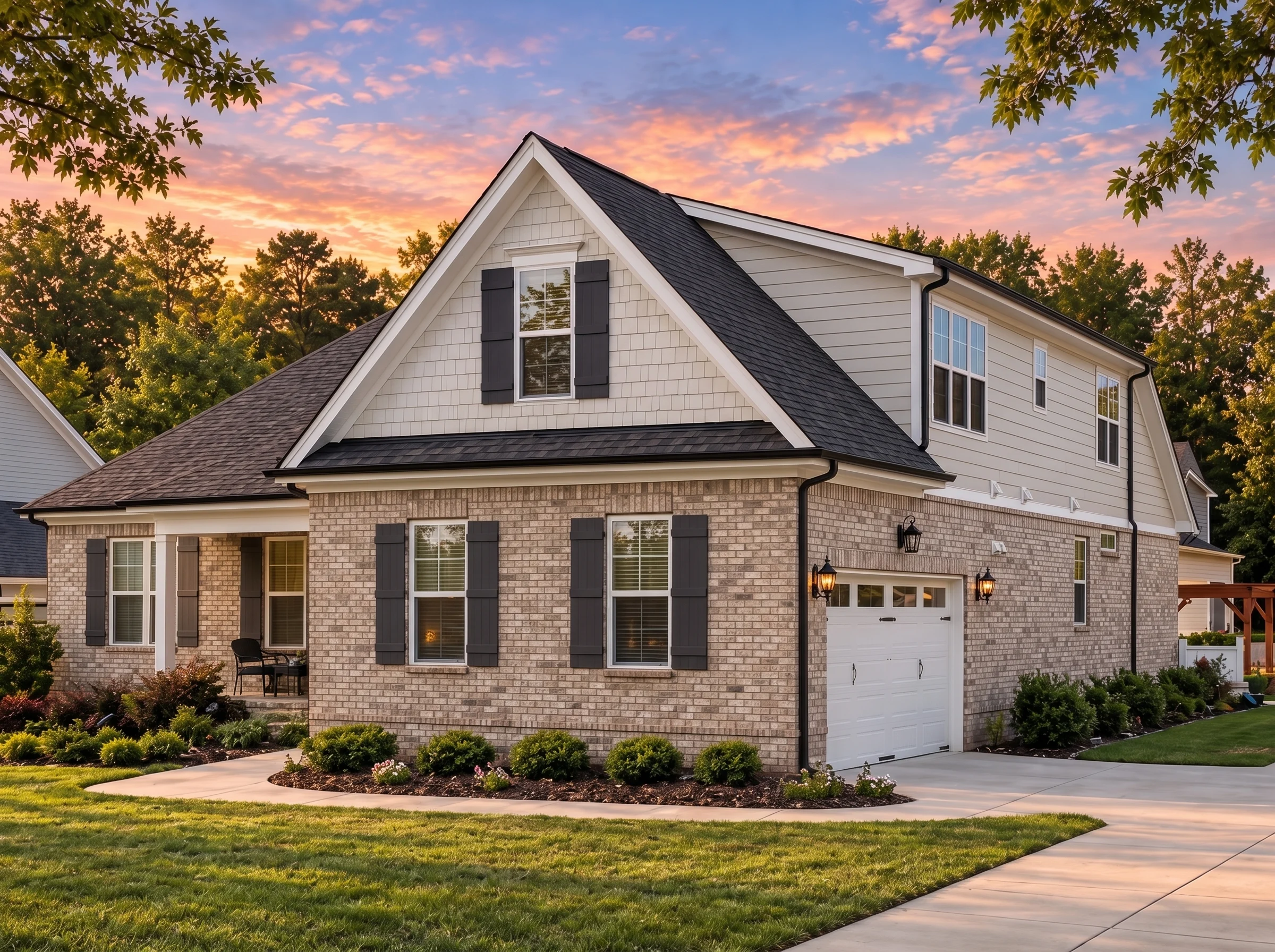 Plan  18-2238 – Aster Cove Hall |  Cape Cod – 4-Bed, 3.5-Bath, 2,643 SF - Natural Brick, AI-generated exterior concept