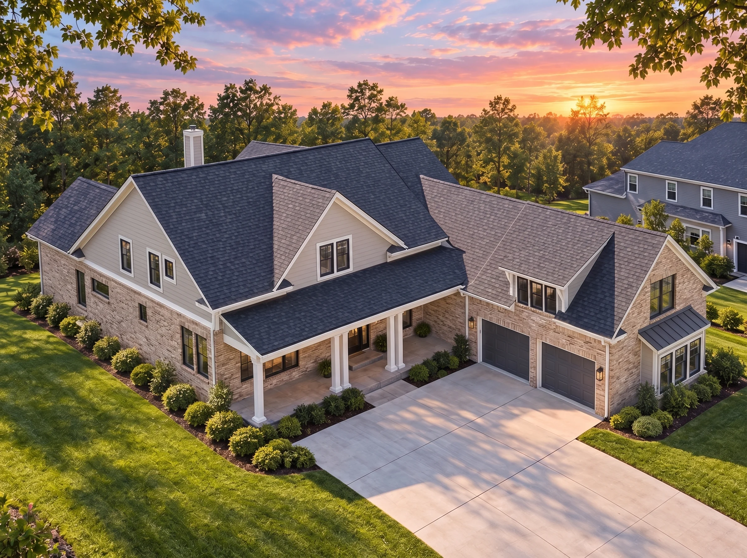 Plan  18-2240 – Oklahoma Ridge |  Colonial – 4-Bed, 3.5-Bath, 4,304 SF - Natural Brick, AI-generated exterior concept