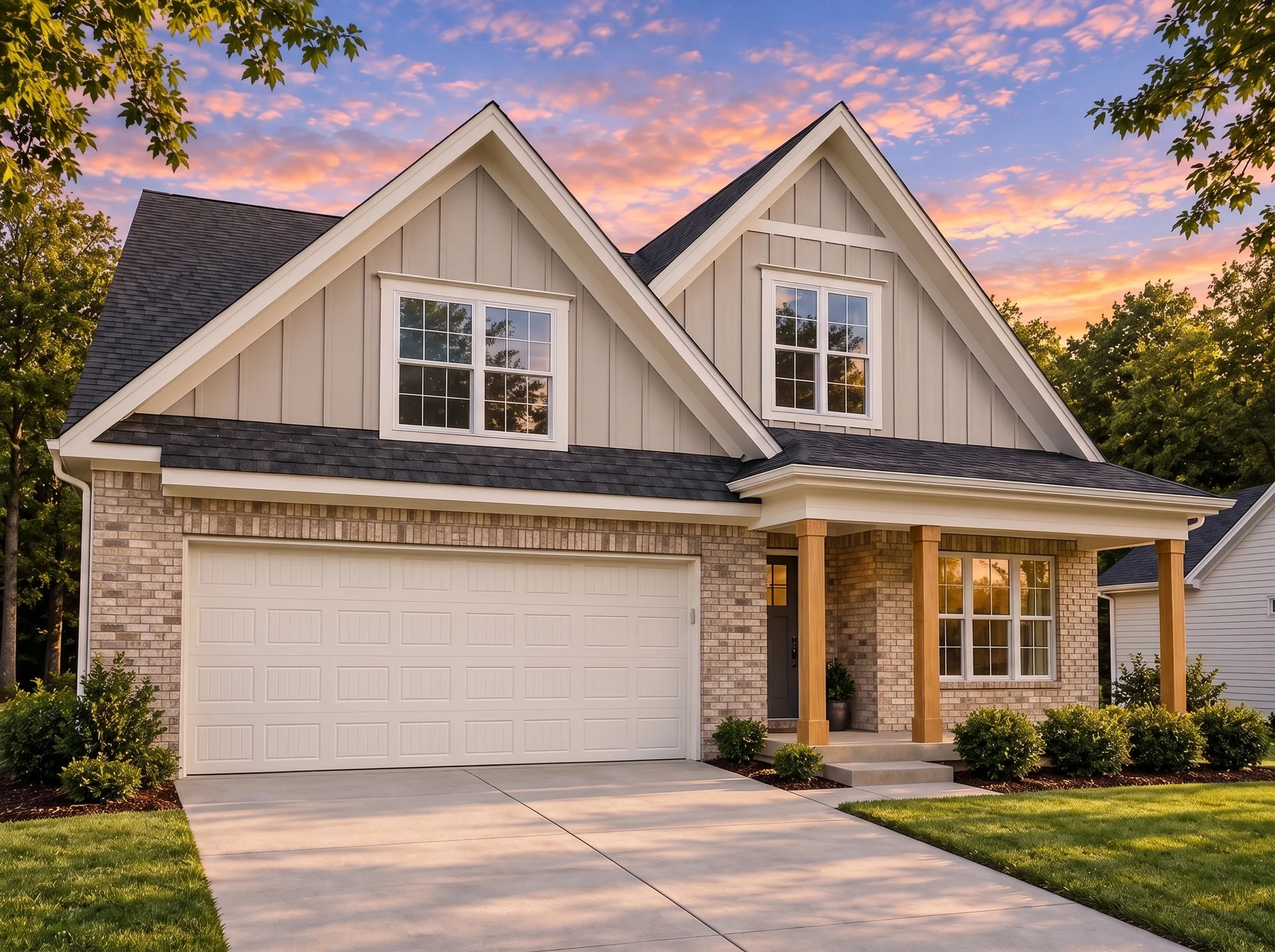 Plan  18-2243 – Aster Bridge Residence  | Modern Farmhouse – 3-Bed, 3-Bath, 2,768 SF - Natural Brick, AI-generated exterior concept