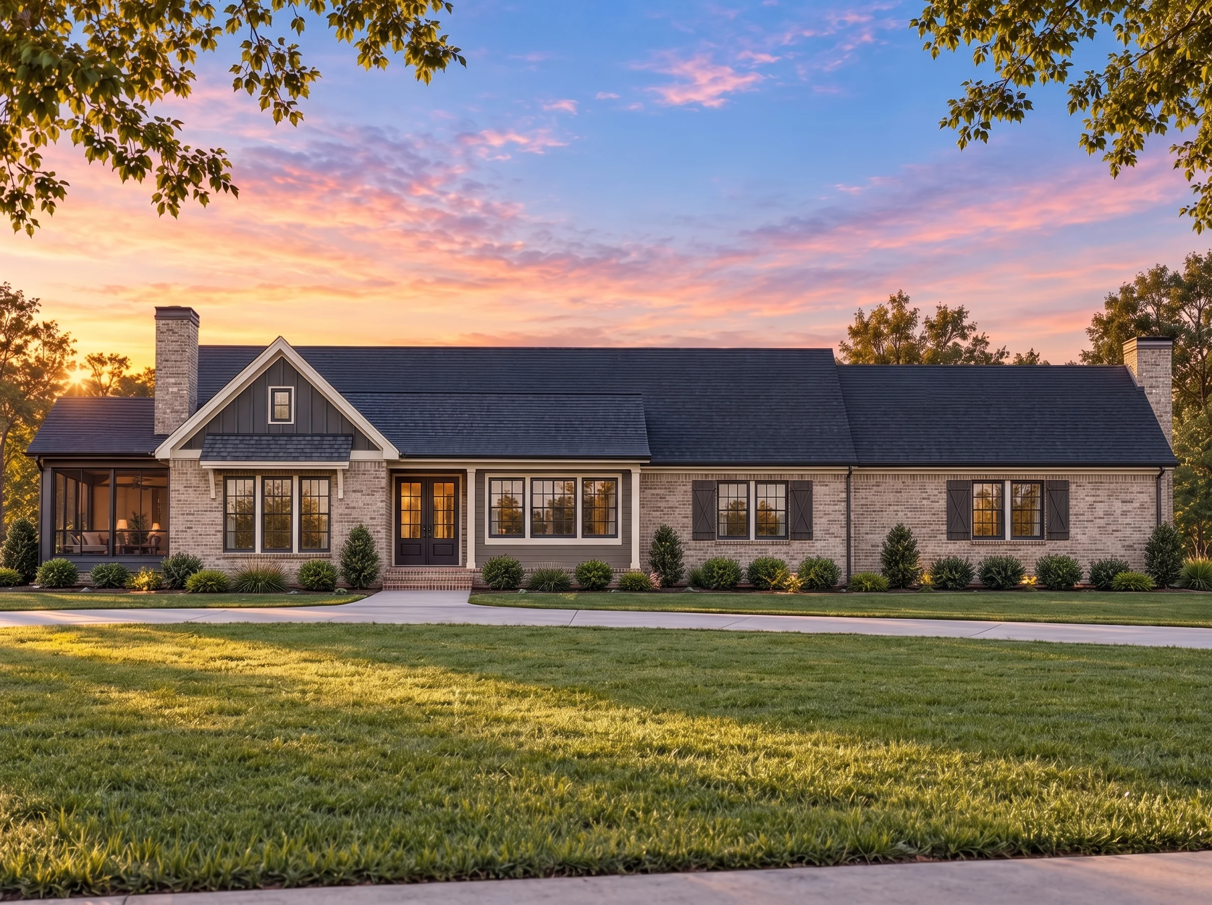 Plan  18-2248 – The Carter Cottage |  Traditional Ranch – 3-Bed, 2-Bath, 2,523 SF - Natural Brick, AI-generated exterior concept