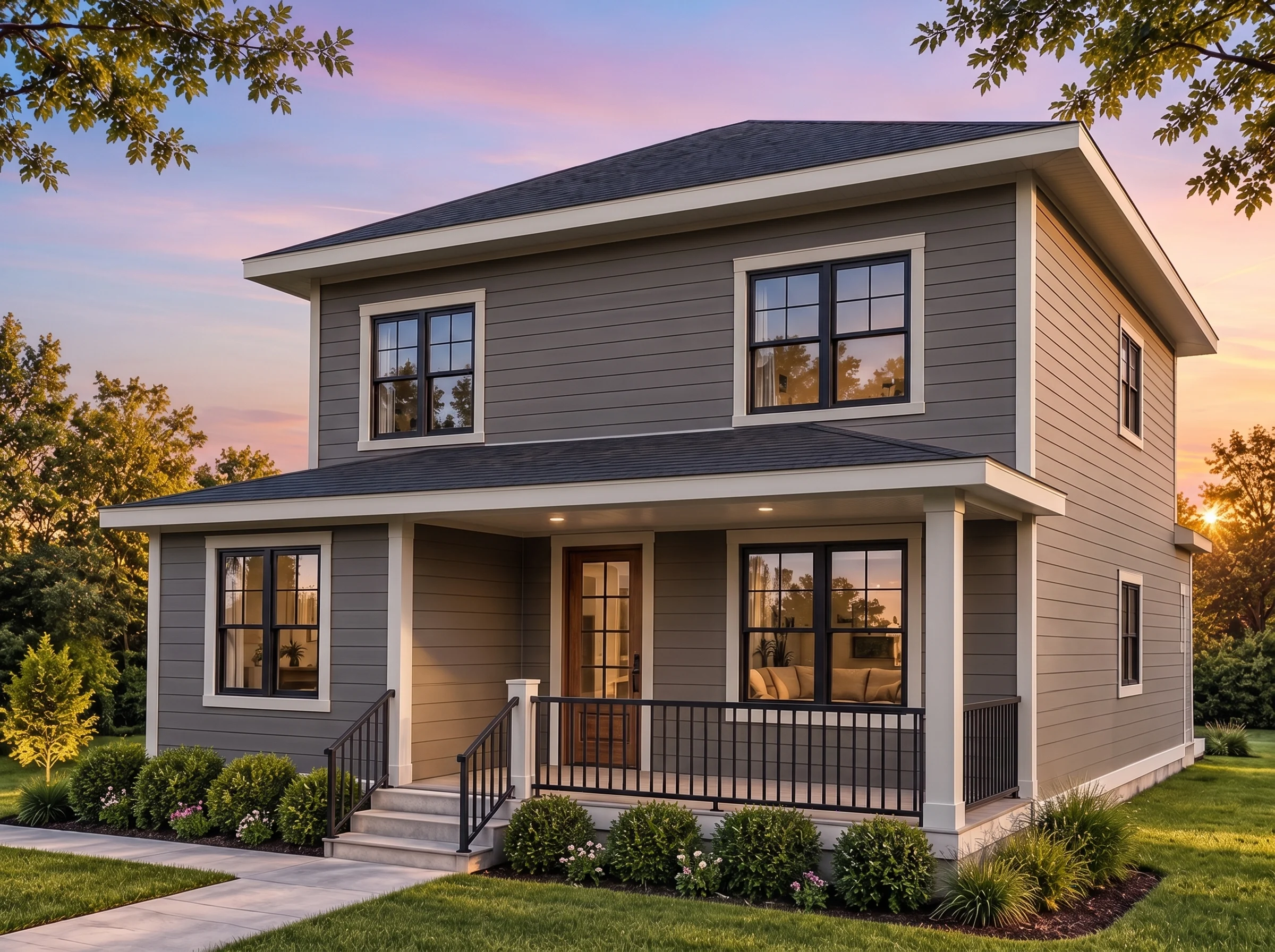 Plan  19-1089 – Auburn Landing Residence | Traditional – 5-Bed, 4.5-Bath, 1,847 SF - Warm Charcoal, AI-generated exterior concept