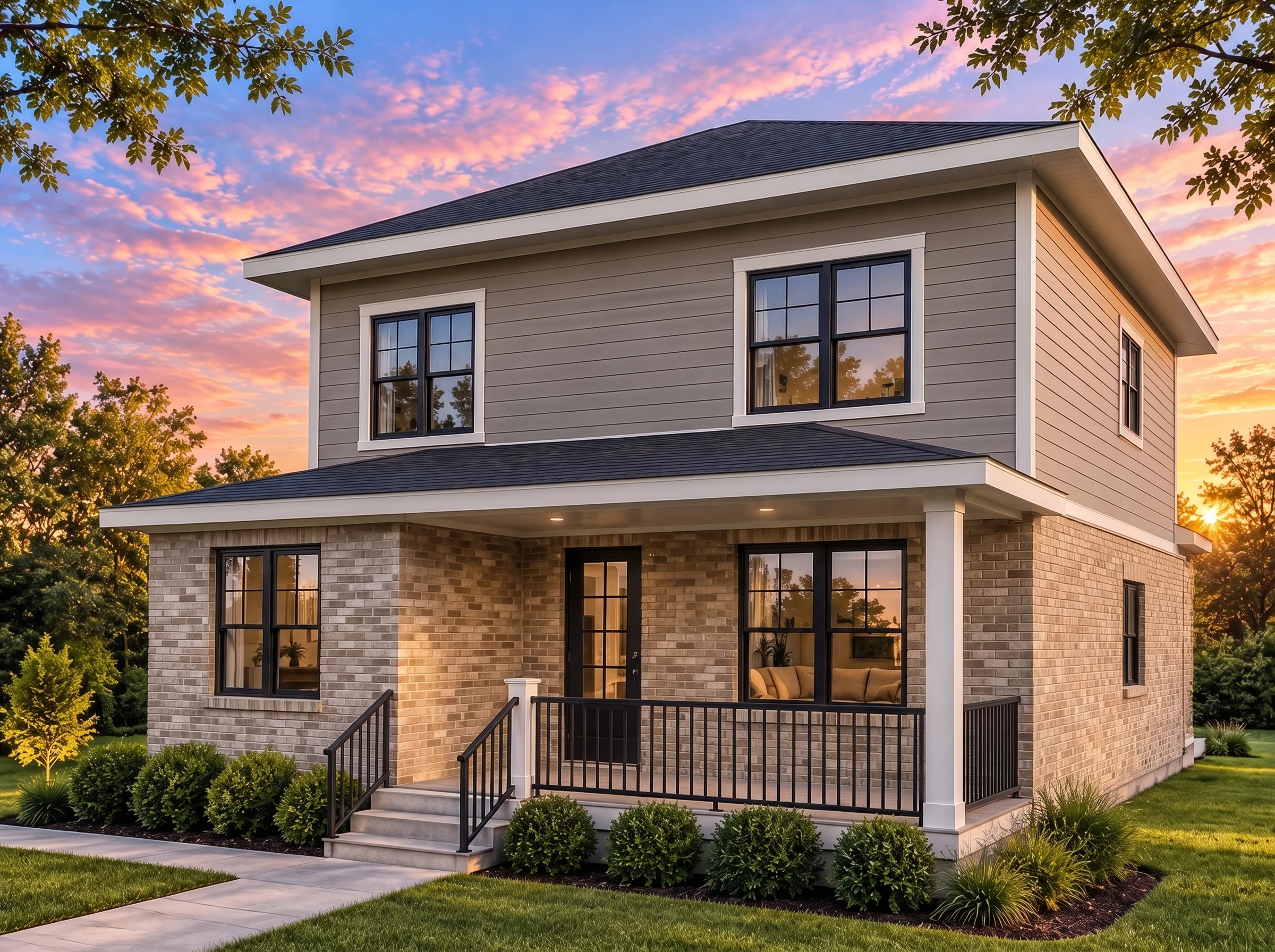 Plan  19-1089 – Auburn Landing Residence | Traditional – 5-Bed, 4.5-Bath, 1,847 SF - Natural Brick, AI-generated exterior concept