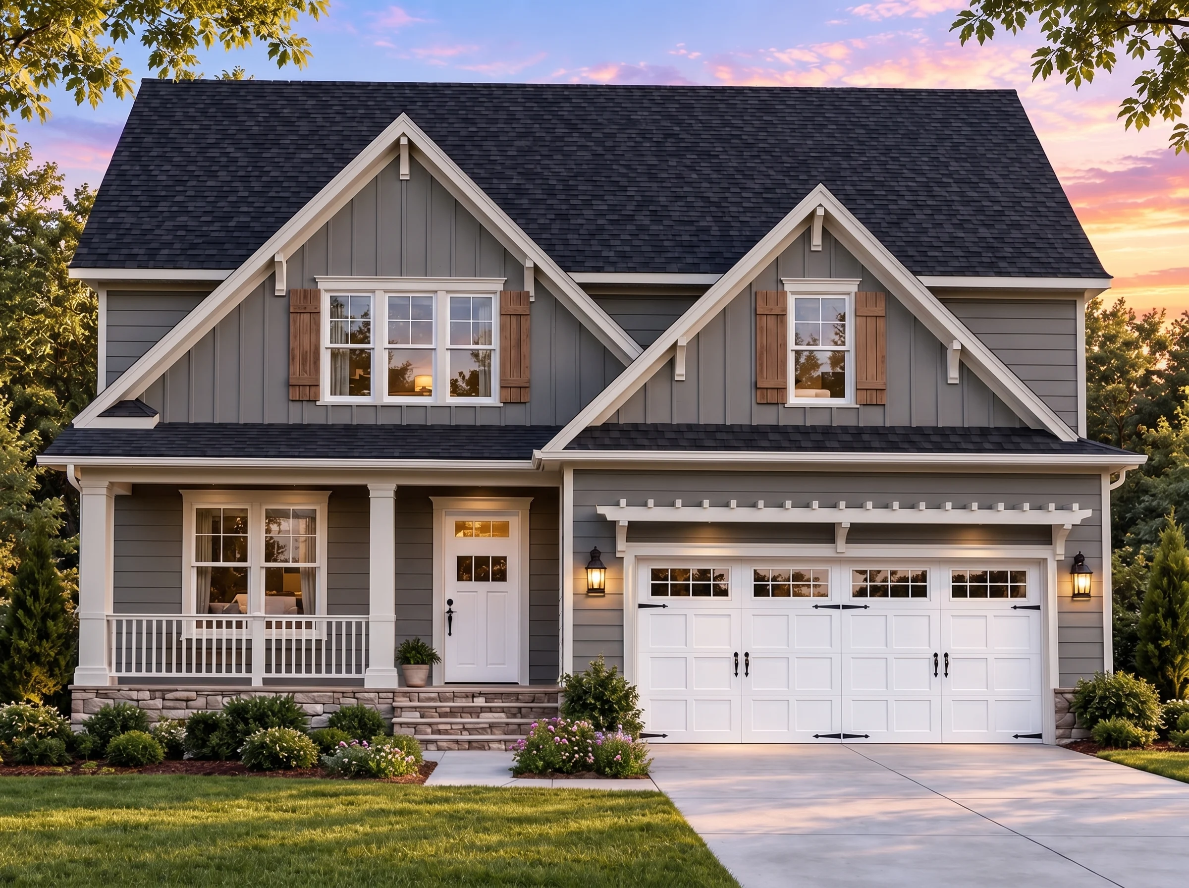Plan  19-1228 – Pennsylvania Heritage  | Modern Farmhouse – 4-Bed, 3.5-Bath, 2,934 SF - Warm Charcoal, AI-generated exterior concept