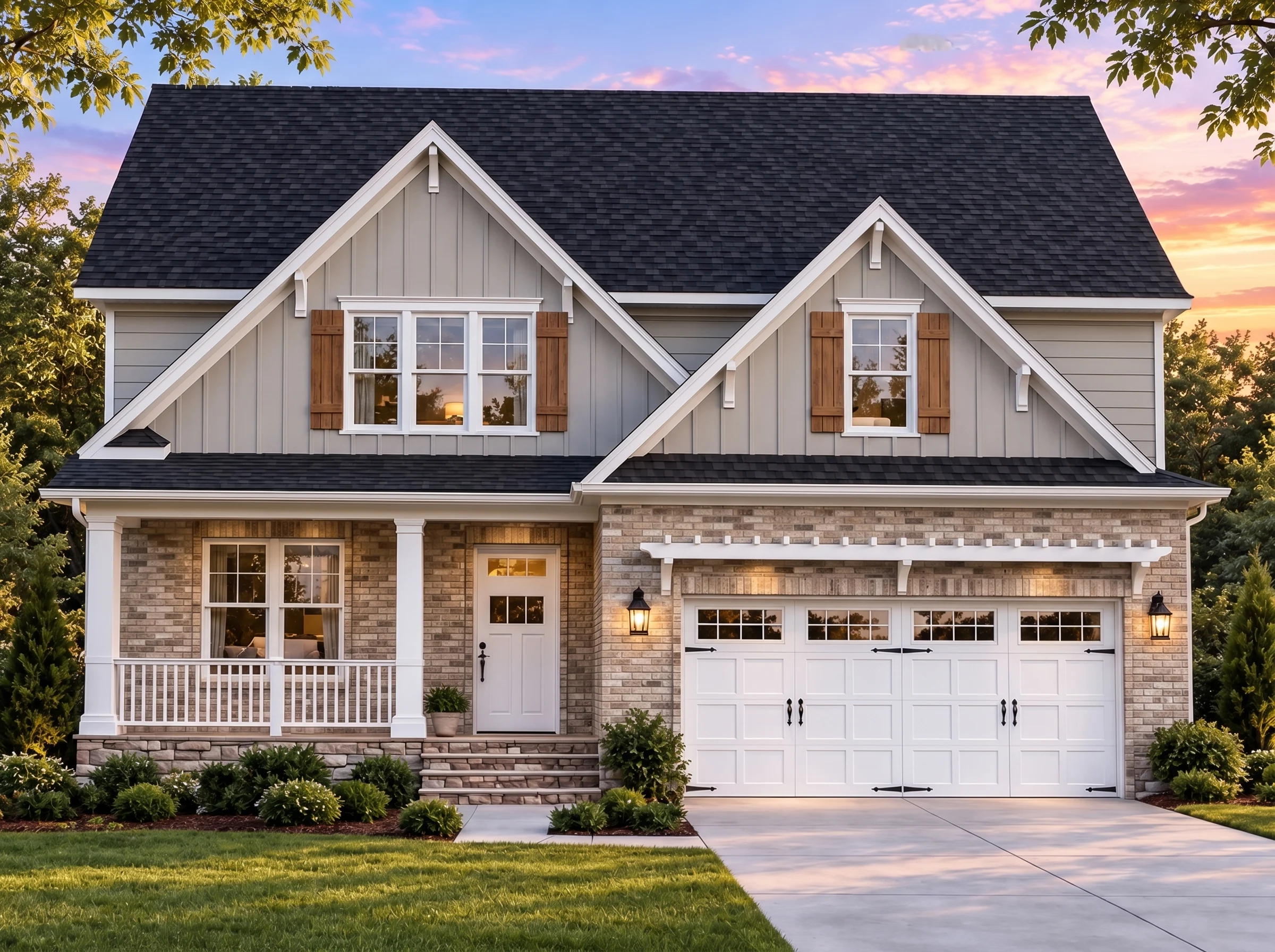 Plan  19-1228 – Pennsylvania Heritage  | Modern Farmhouse – 4-Bed, 3.5-Bath, 2,934 SF - Natural Brick, AI-generated exterior concept
