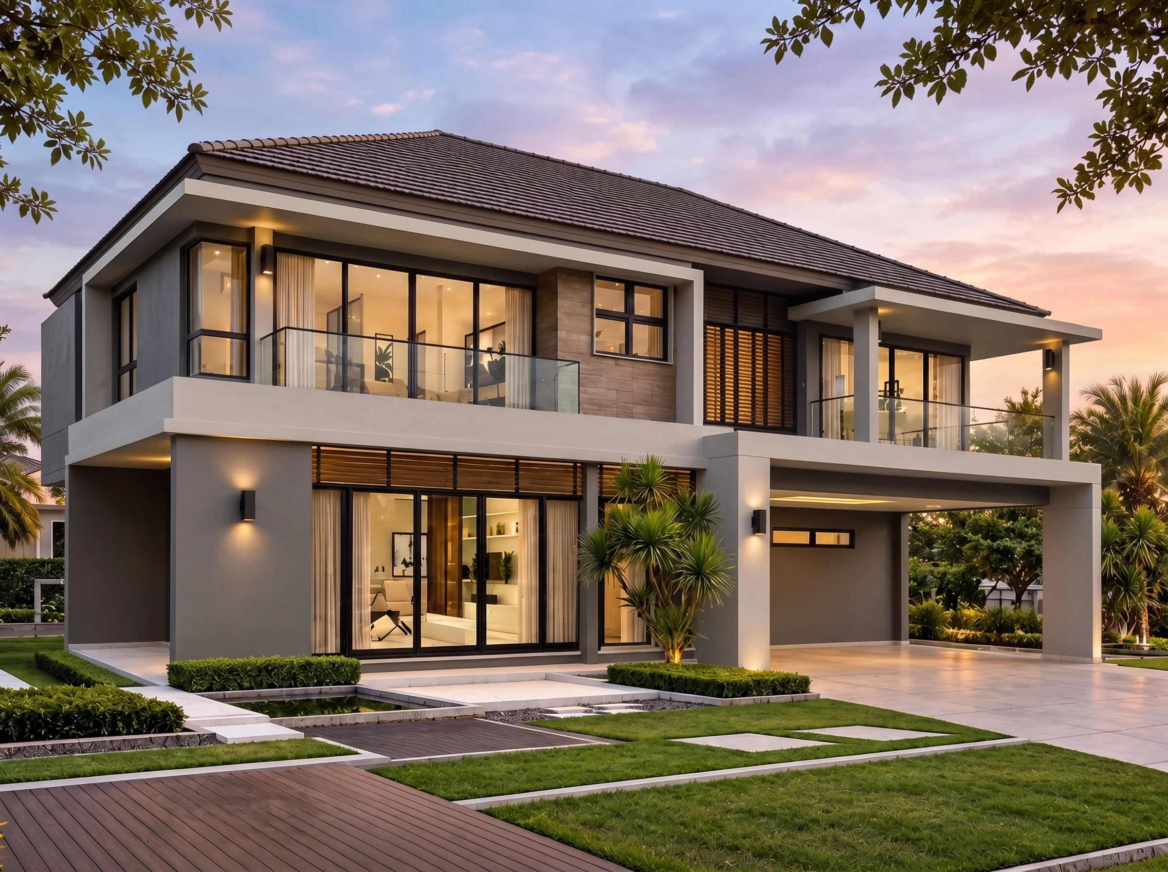 Plan  19-1180 – Utah Beehive |  Contemporary – 4-Bed, 3.5-Bath, 3,200 SF - Warm Charcoal, AI-generated exterior concept