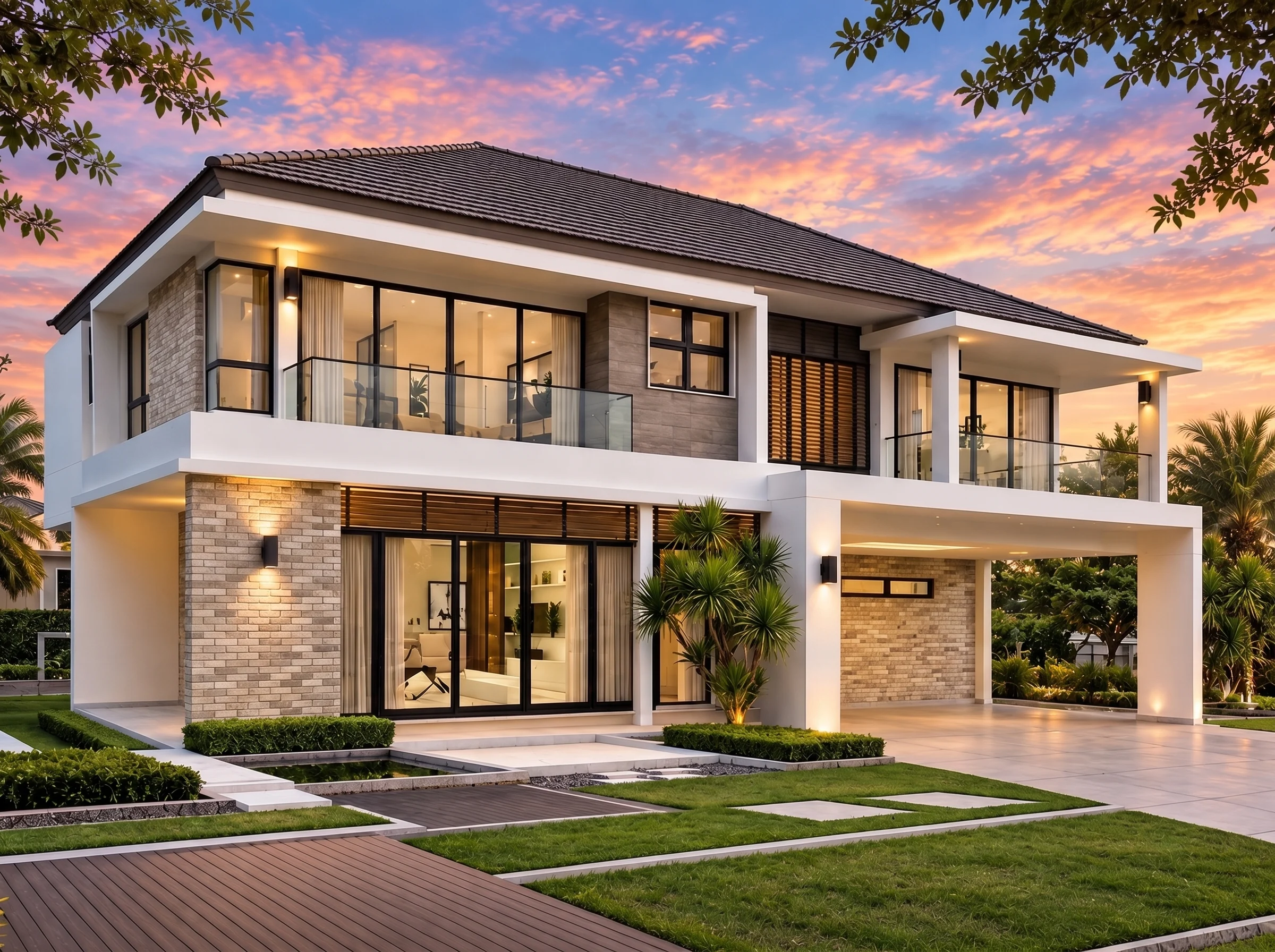 Plan  19-1180 – Utah Beehive |  Contemporary – 4-Bed, 3.5-Bath, 3,200 SF - Natural Brick, AI-generated exterior concept