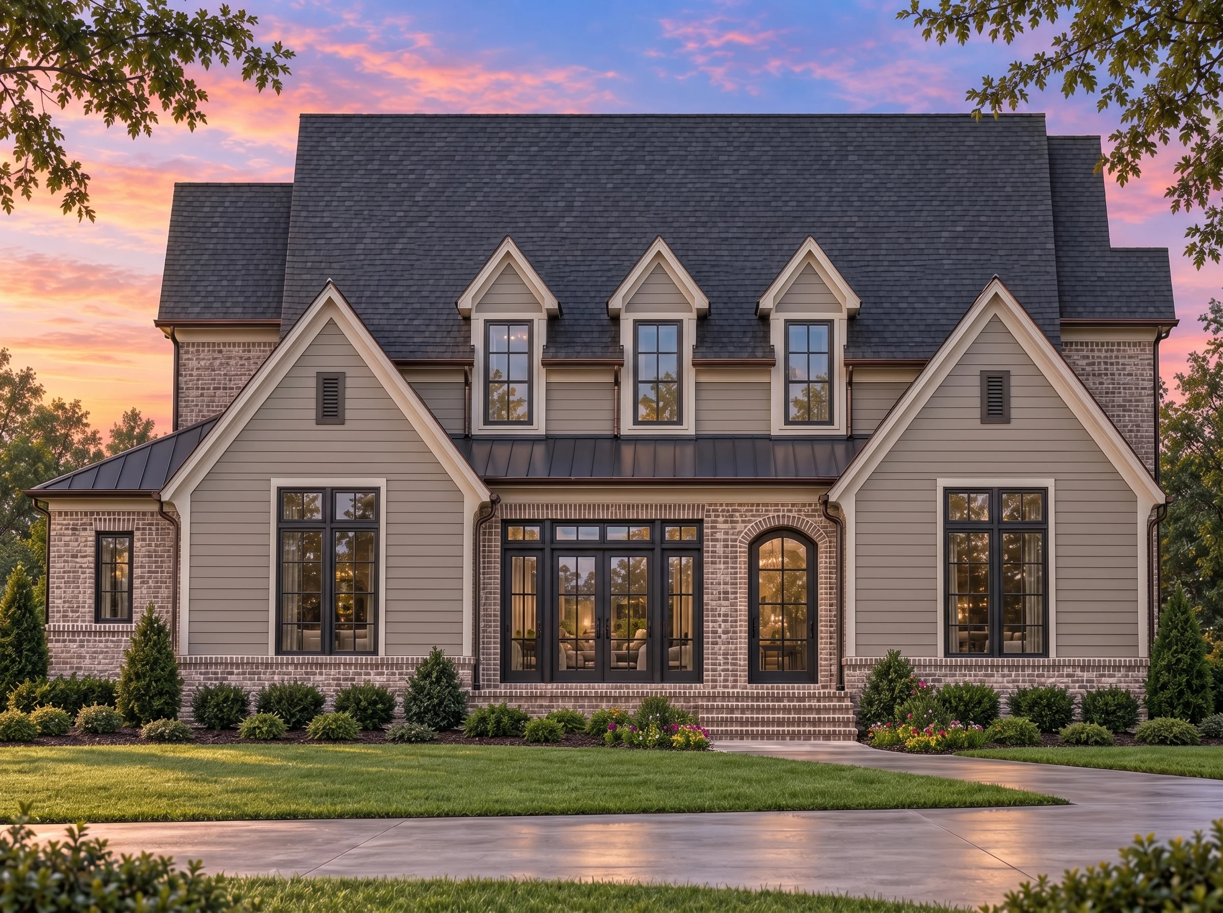 Plan  19-1179 – The Campbell Station  | Traditional Colonial – 4-Bed, 4.5-Bath, 3,593 SF - Natural Brick, AI-generated exterior concept