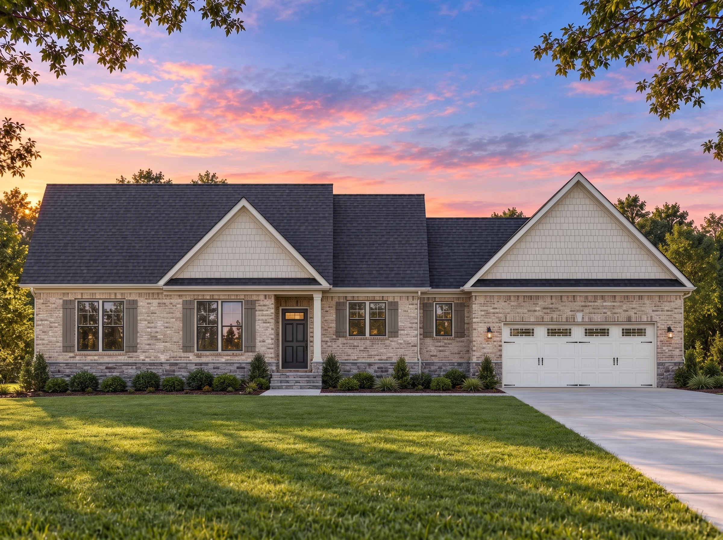 Plan  19-1460 – The Bell House |  Traditional Ranch – 3-Bed, 2-Bath, 1,433 SF - Natural Brick, AI-generated exterior concept