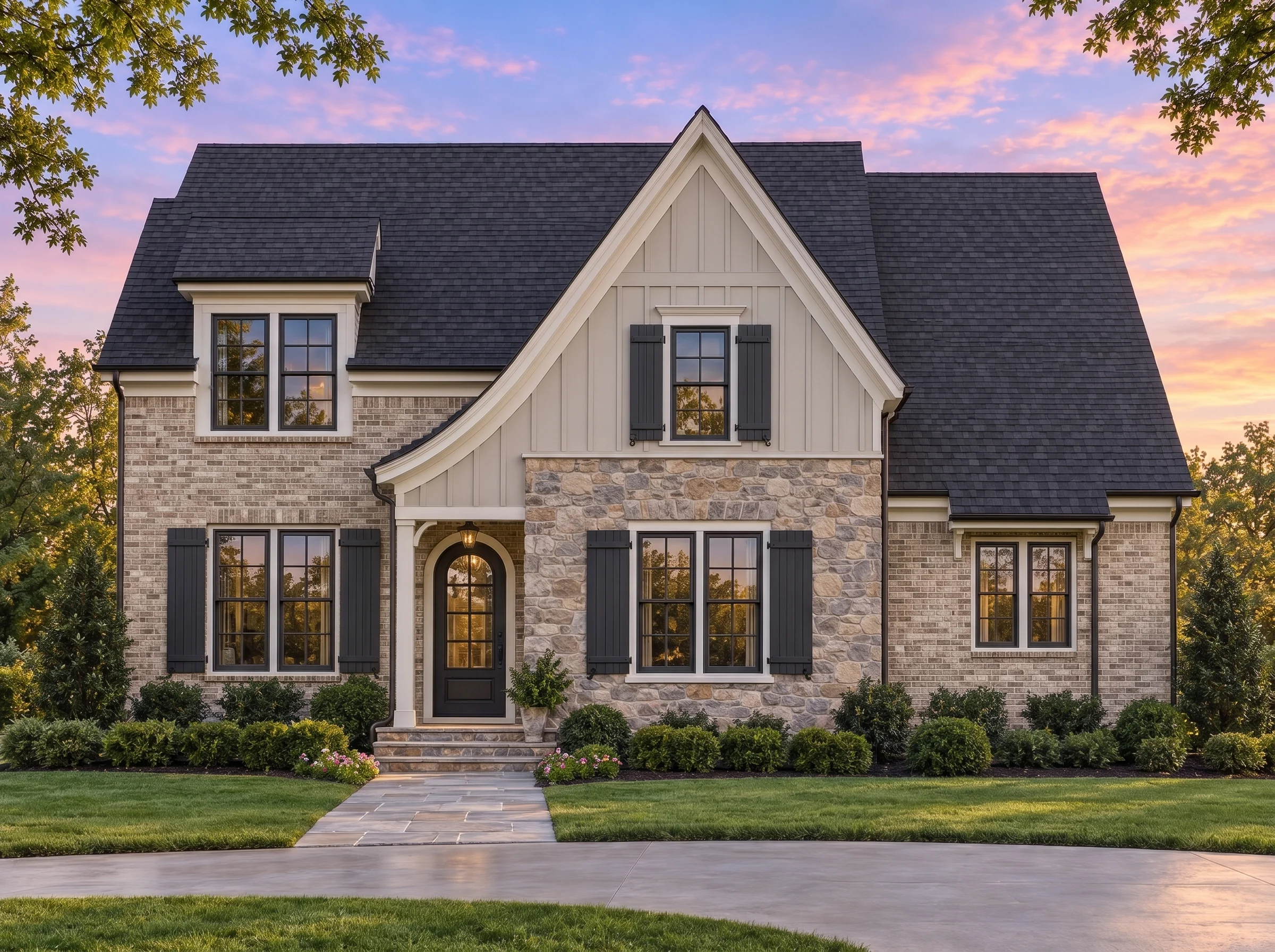 Plan  19-1449 – SafeHouseAnchor |  European Cottage – 4-Bed, 3.5-Bath, 2,797 SF - Natural Brick, AI-generated exterior concept