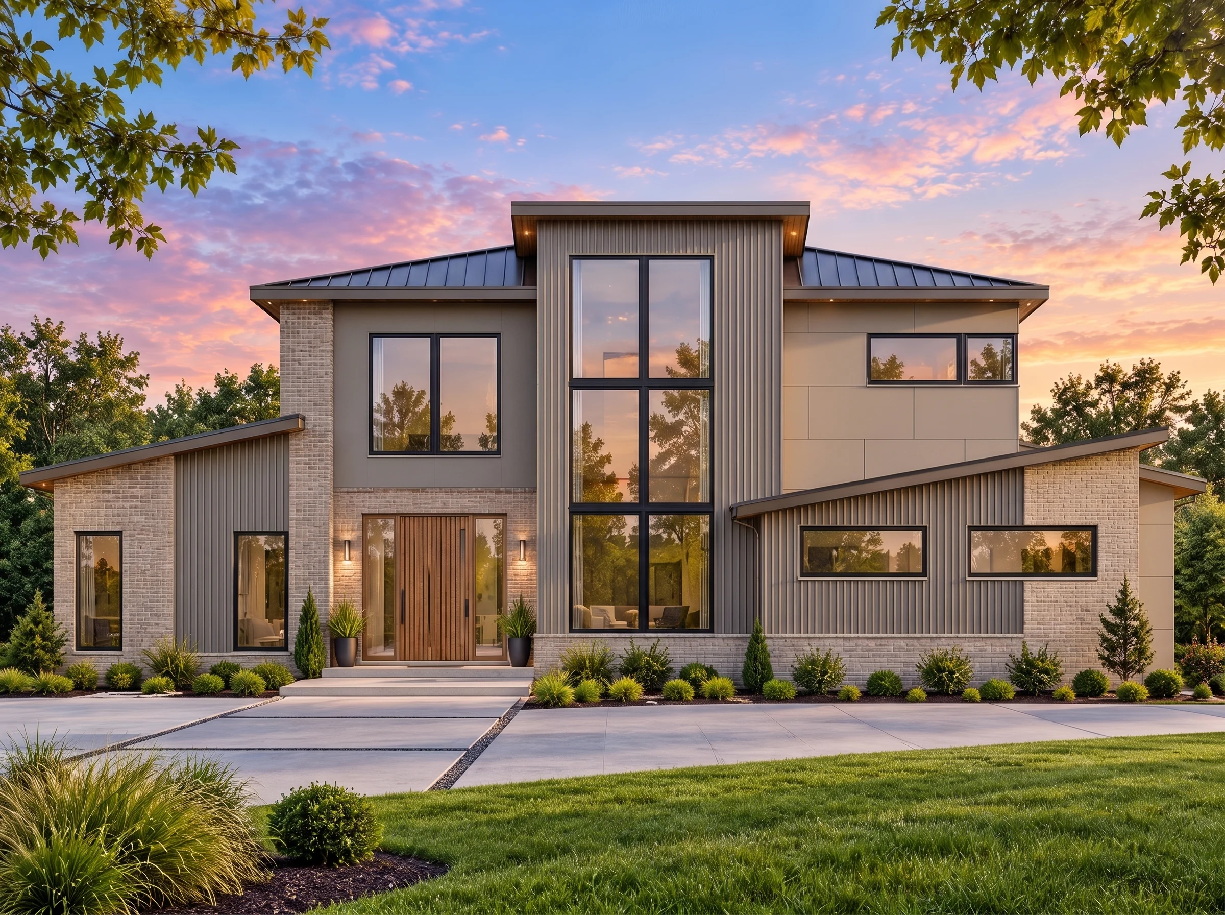 Plan  19-1382 – The Rogers Cottage |  Modern Farmhouse – 4-Bed, 5-Bath, 9,555 SF - Mushroom Taupe, AI-generated exterior concept