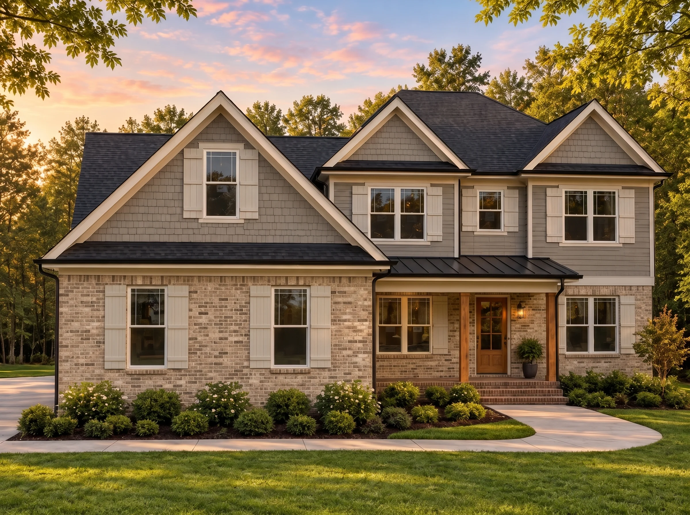 Plan  19-1311 – SafeguardHomey |  Modern Farmhouse – 4-Bed, 3.5-Bath, 2,938 SF - Natural Brick, AI-generated exterior concept