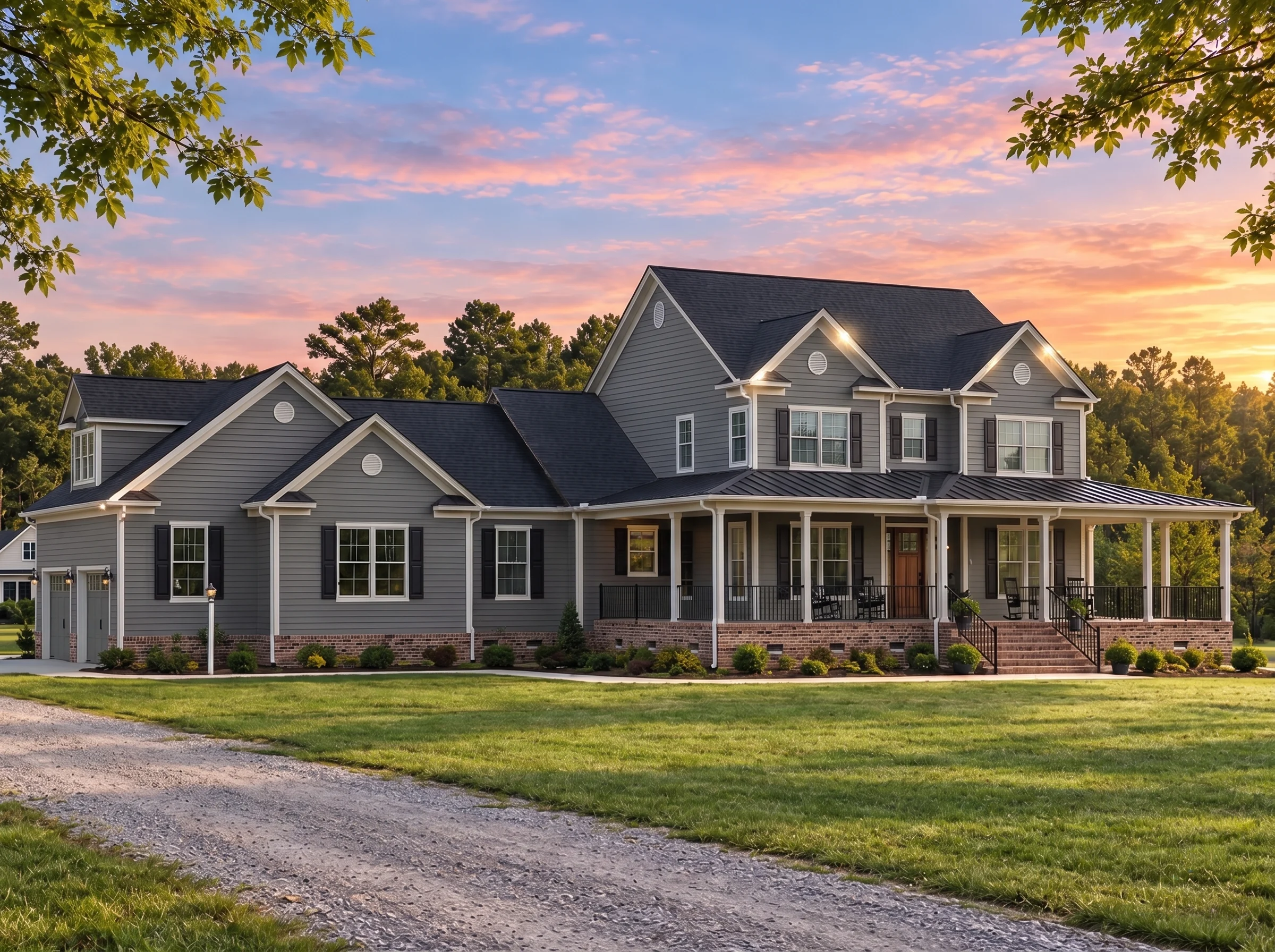 Plan  19-1525 – Suffolk Station |  New American – 4-Bed, 3-Bath, 3,495 SF - Warm Charcoal, AI-generated exterior concept