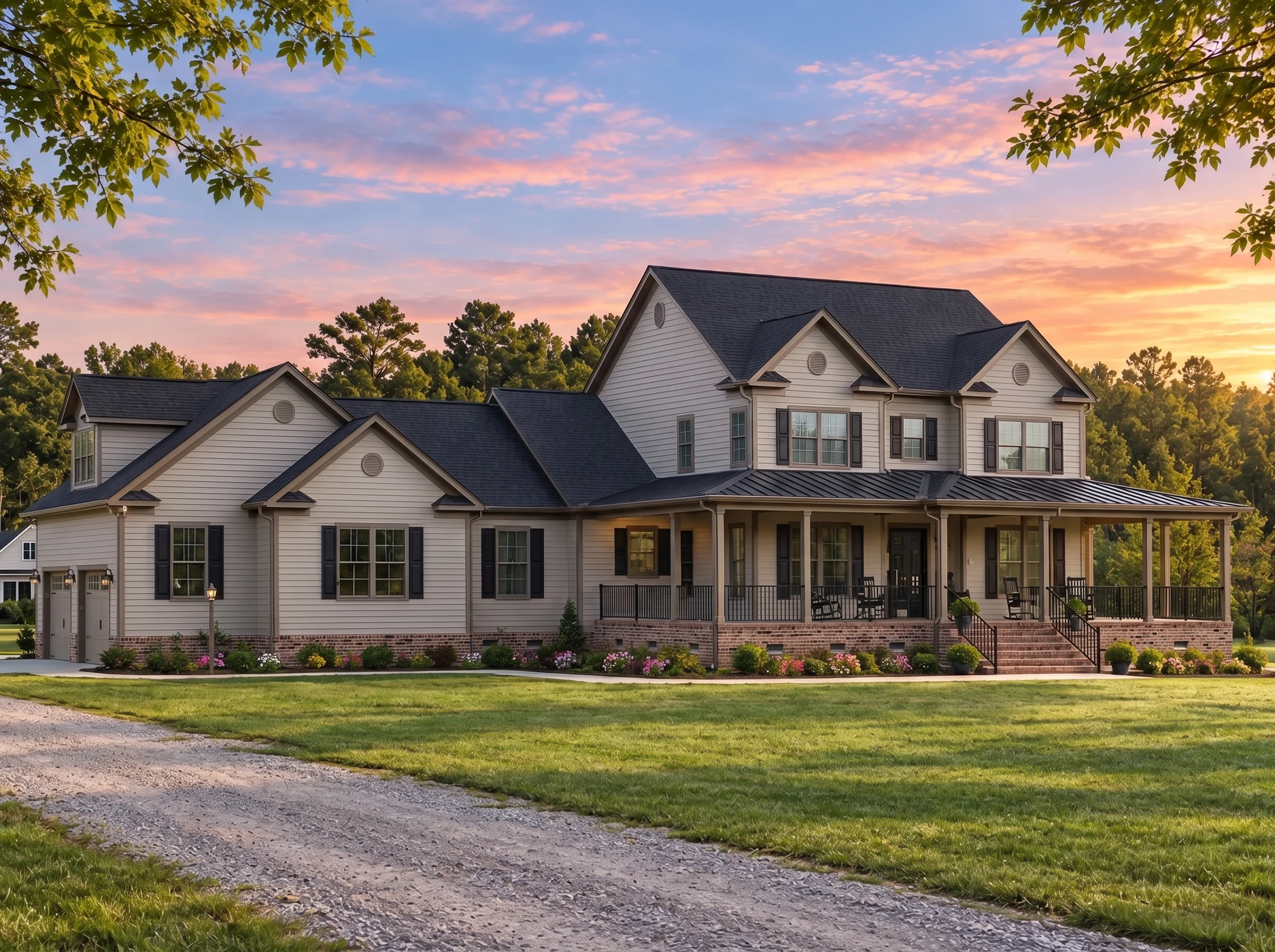 Plan  19-1525 – Suffolk Station |  New American – 4-Bed, 3-Bath, 3,495 SF - Mushroom Taupe, AI-generated exterior concept
