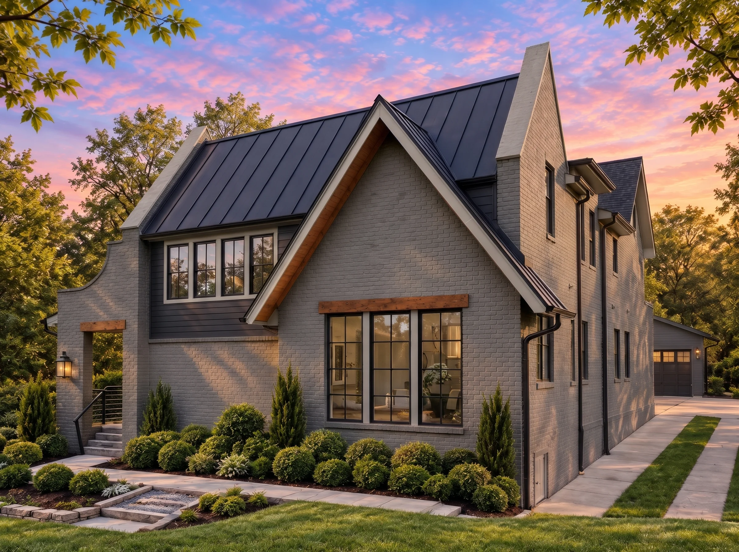 Plan  19-1615 – Aster Crossing Manor  | Modern Farmhouse – 4-Bed, 4.5-Bath, 3,368 SF - Warm Charcoal, AI-generated exterior concept