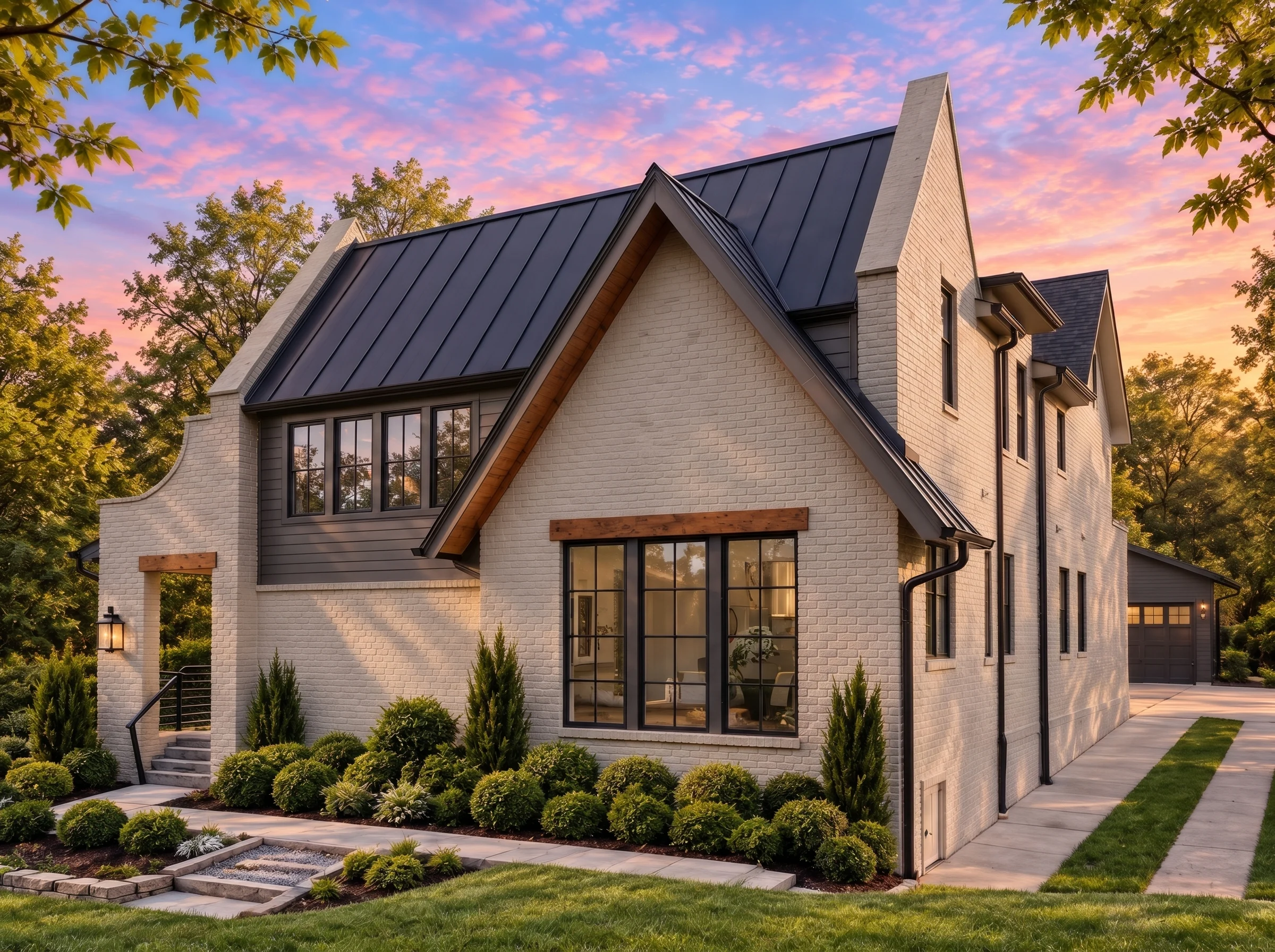 Plan  19-1615 – Aster Crossing Manor  | Modern Farmhouse – 4-Bed, 4.5-Bath, 3,368 SF - Mushroom Taupe, AI-generated exterior concept