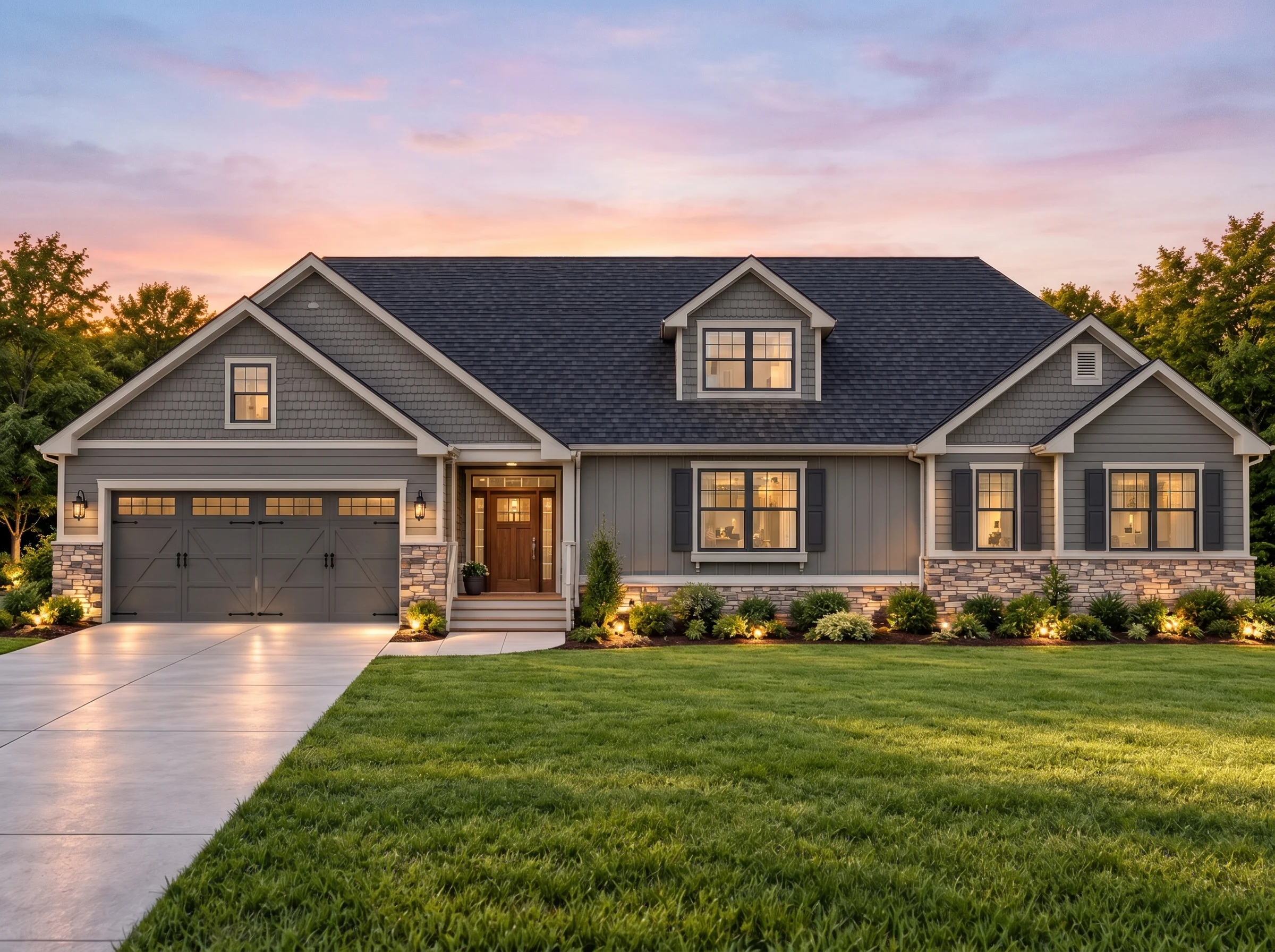 Plan  19-1648 – Elite Residences |  Coastal Farmhouse – 3-Bed, 3.5-Bath, 1,181 SF - Warm Charcoal, AI-generated exterior concept