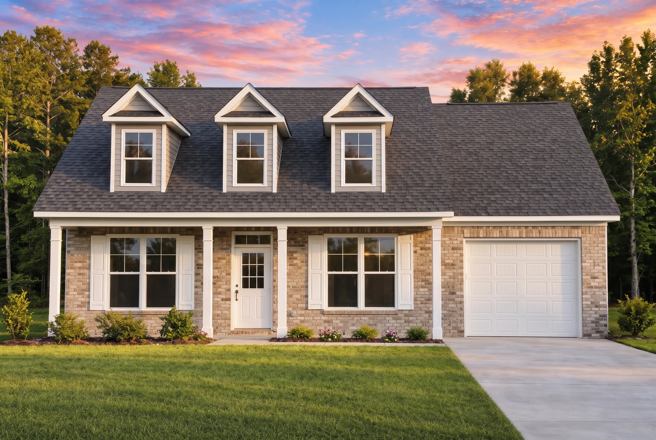 Plan  19-1698 – Dot Retreat |  GUEST-Cape Cod – 4-Bed, 3.5-Bath, 900 SF - Natural Brick, AI-generated exterior concept