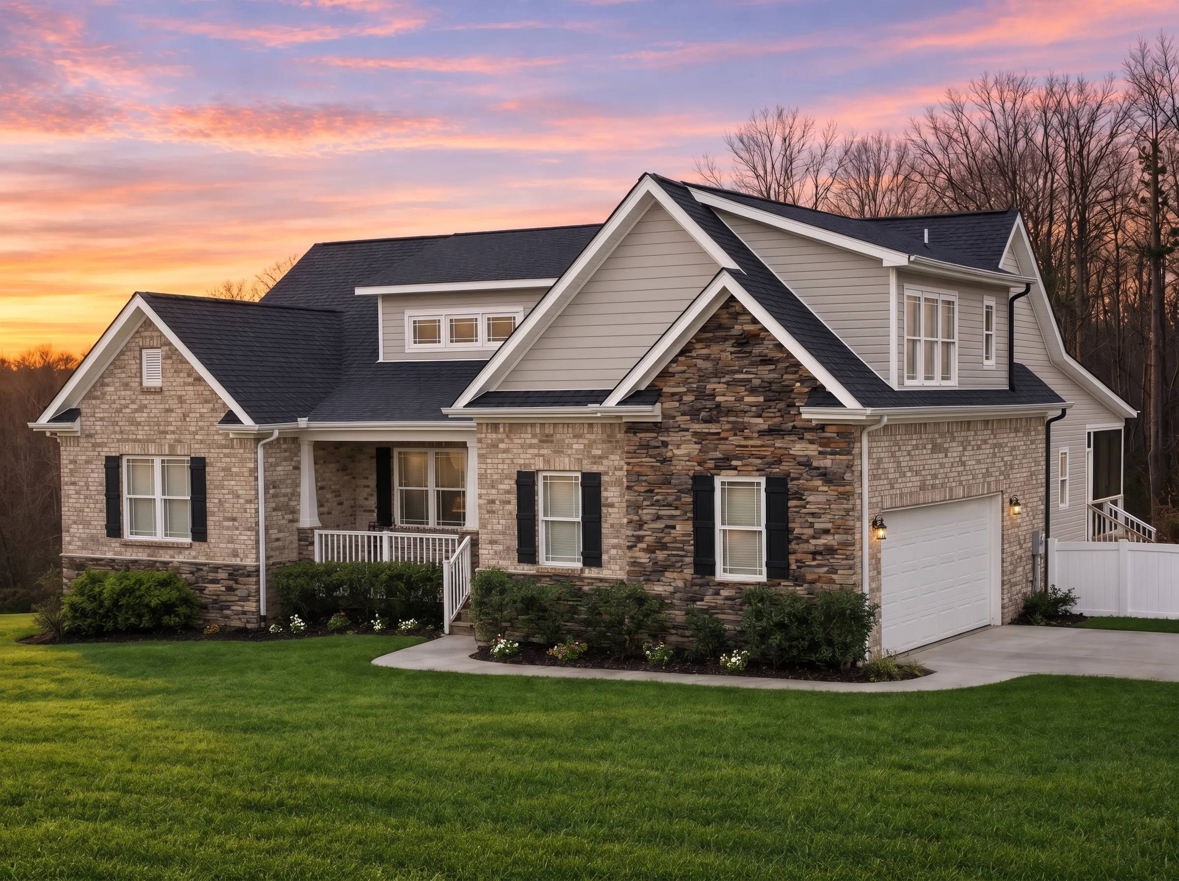 Plan  19-1856 – Auburn Summit Lodge  | Modern Farmhouse – 3-Bed, 2.5-Bath, 2,701 SF - Natural Brick, AI-generated exterior concept