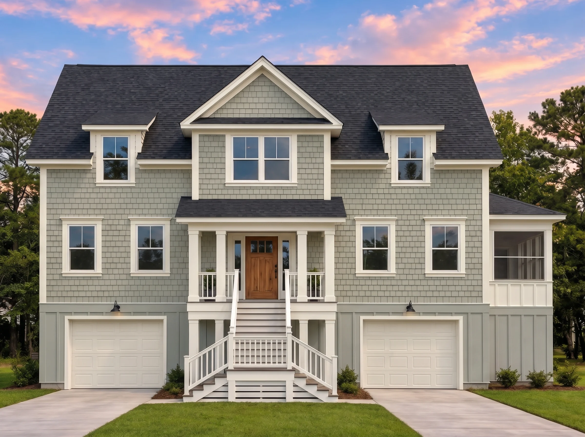 Plan  19-1977 – Aster Bluff House |  Modern Farmhouse – 3-Bed, 2.5-Bath, 1,734 SF - Muted Sage, AI-generated exterior concept