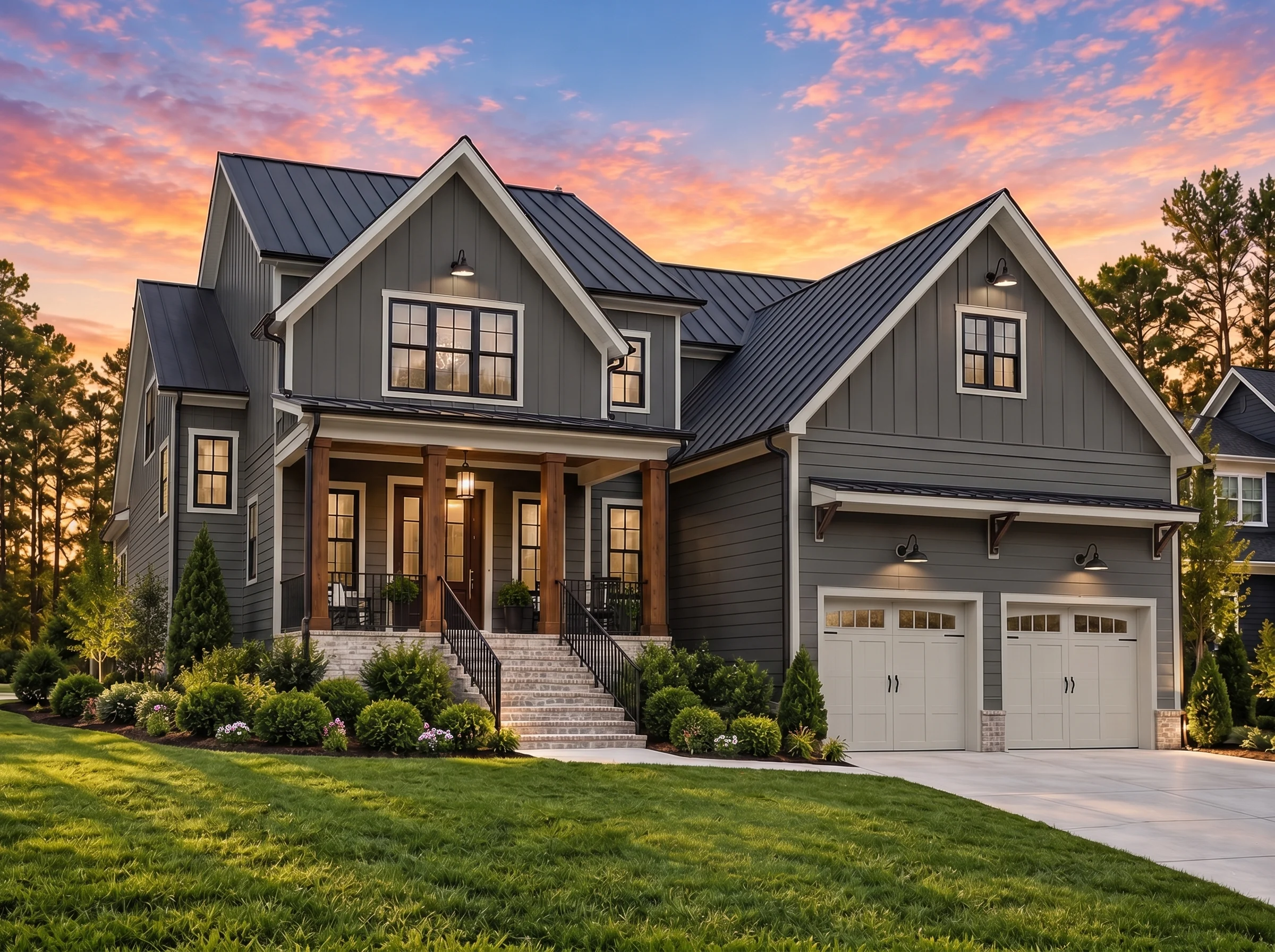 Plan  19-2161 – The Griffin Manor |  Modern Farmhouse – 4-Bed, 3.5-Bath, 3,634 SF - Warm Charcoal, AI-generated exterior concept