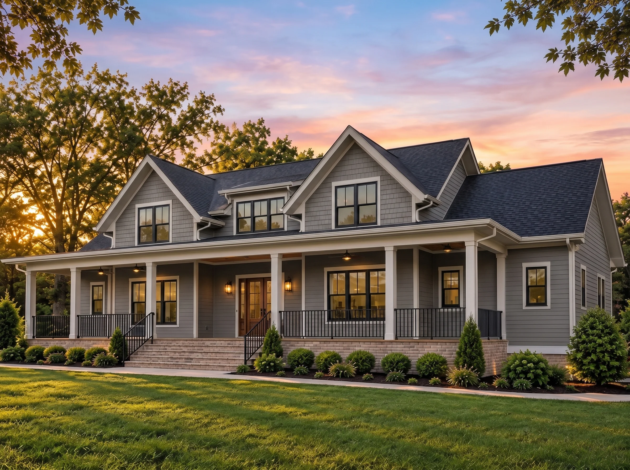 Plan  19-2147 – Russell Crossing |  Cape Cod – 4-Bed, 4.5-Bath, 3,669 SF - Warm Charcoal, AI-generated exterior concept