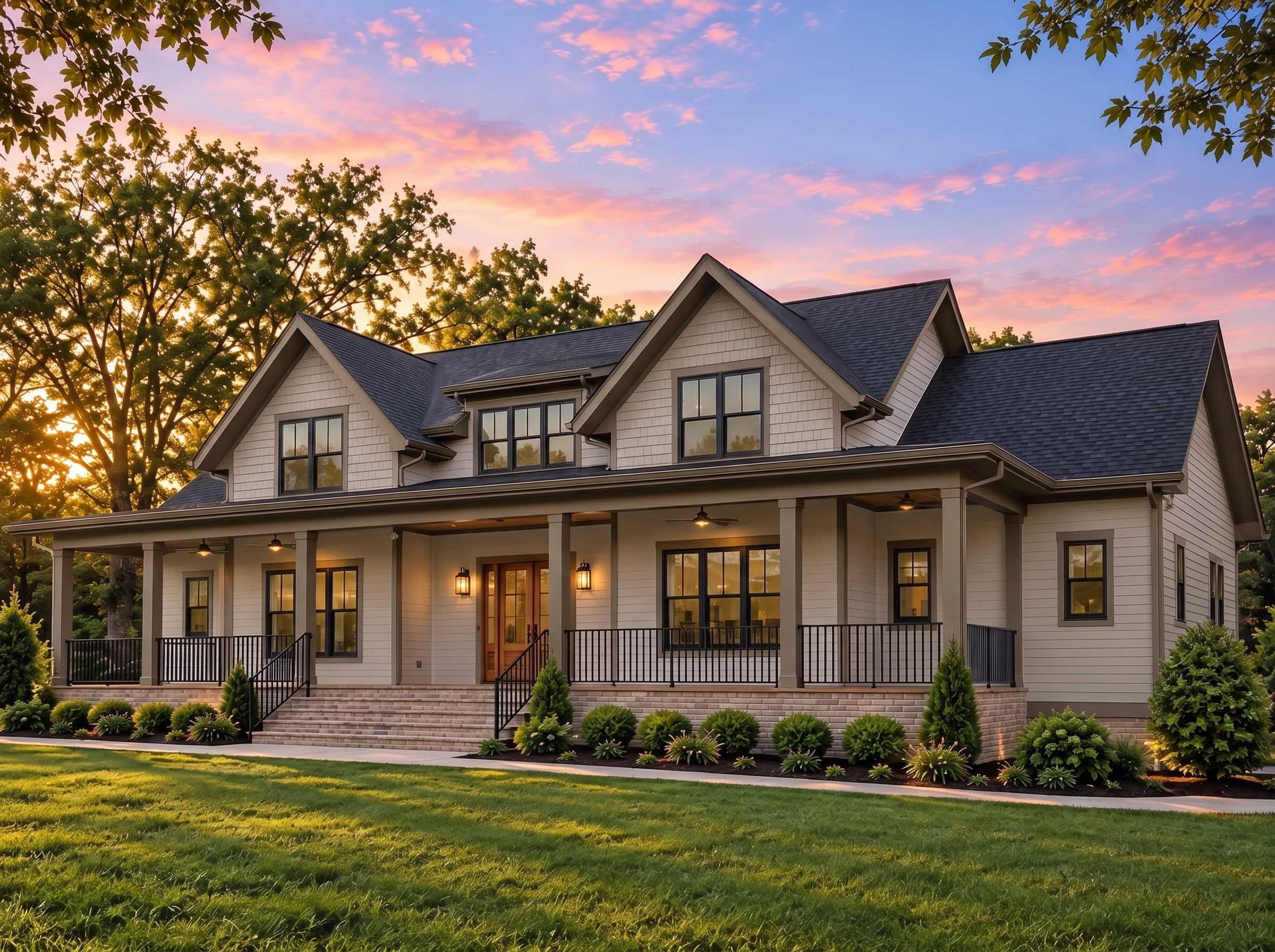 Plan  19-2147 – Russell Crossing |  Cape Cod – 4-Bed, 4.5-Bath, 3,669 SF - Mushroom Taupe, AI-generated exterior concept