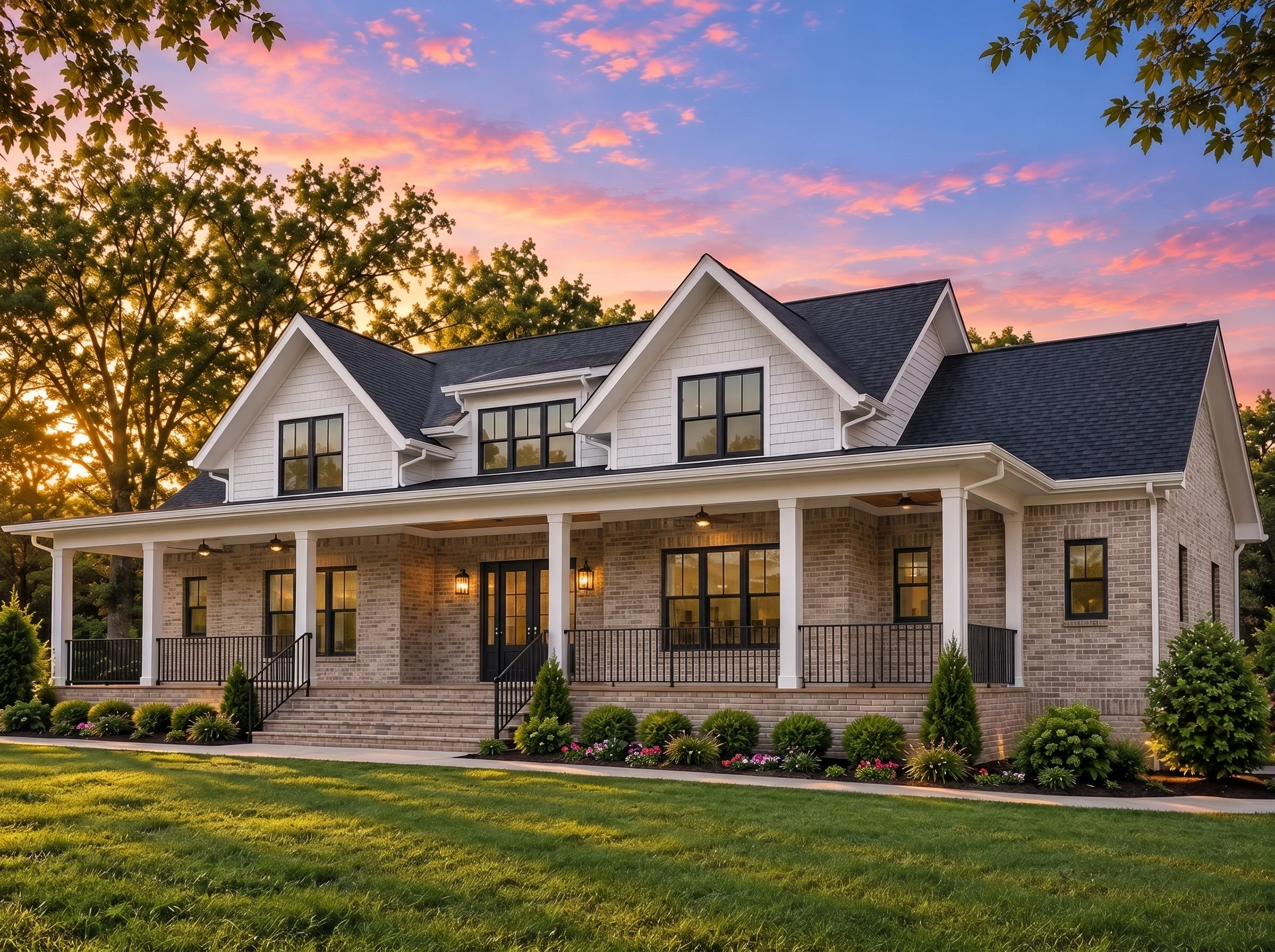 Plan  19-2147 – Russell Crossing |  Cape Cod – 4-Bed, 4.5-Bath, 3,669 SF - Natural Brick, AI-generated exterior concept