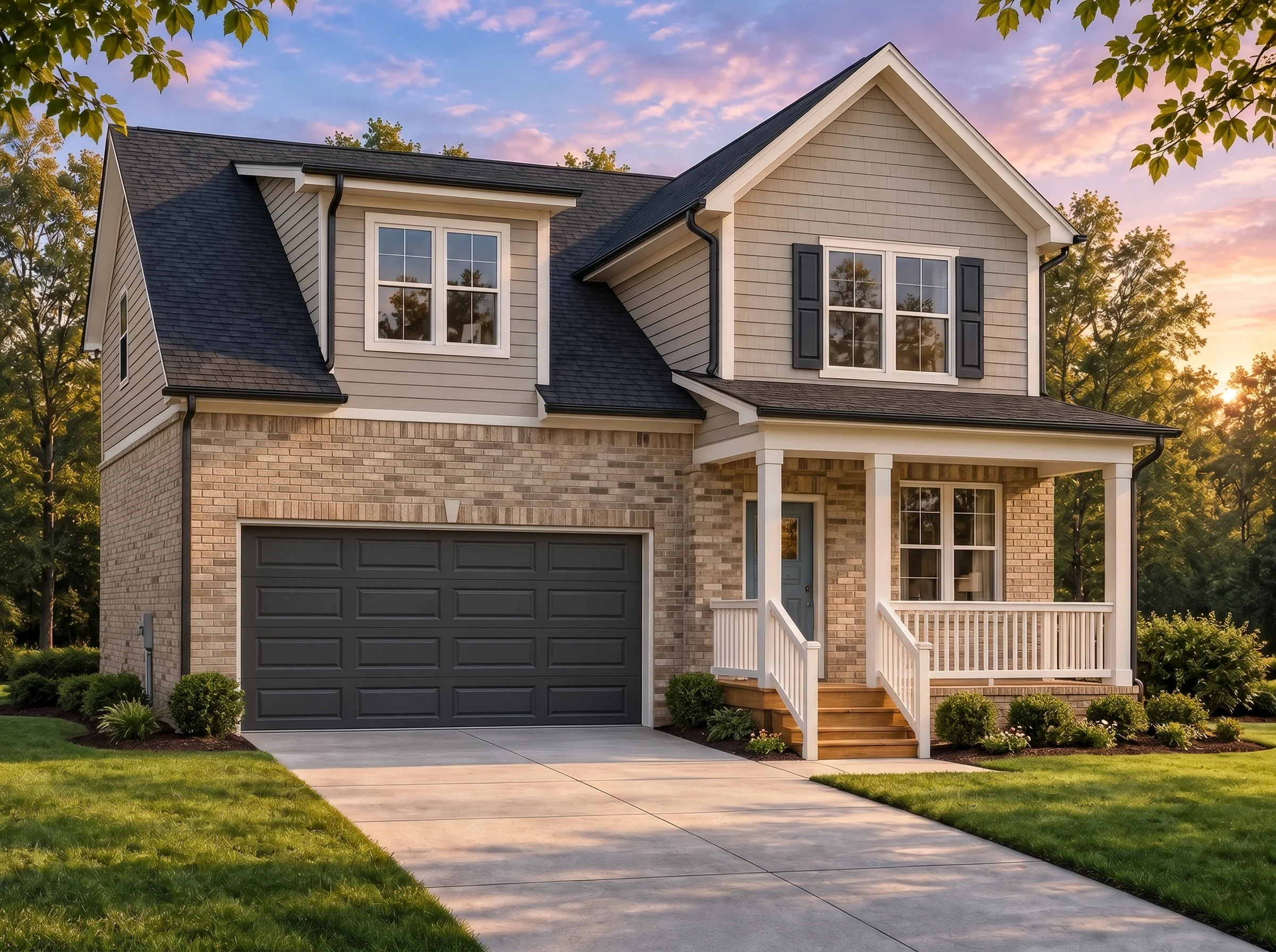 Plan  19-2075 – Bude House |  Traditional – 3-Bed, 2.5-Bath, 1,532 SF - Natural Brick, AI-generated exterior concept