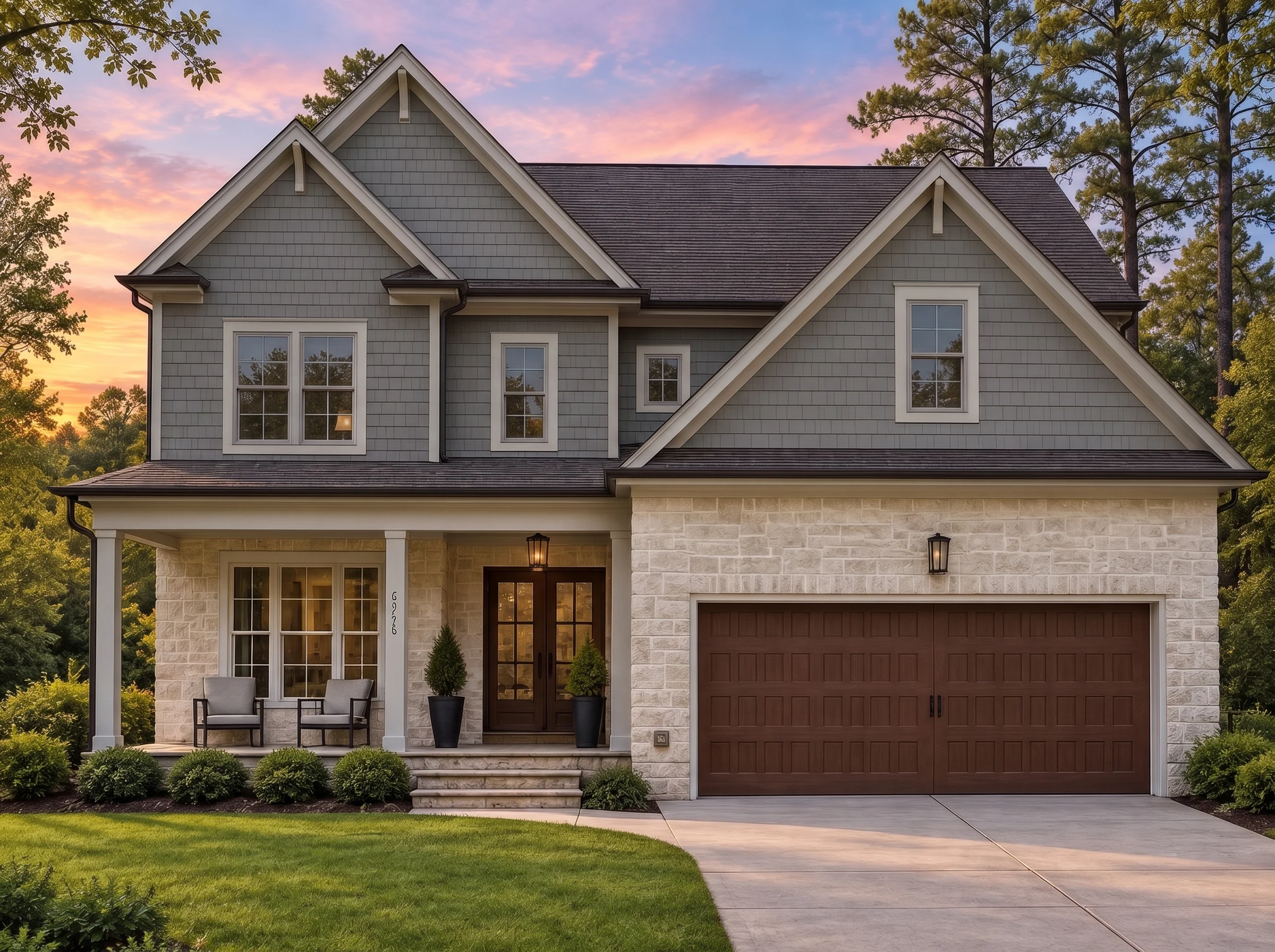 Plan  19-2069 – The Gonzales Estate  | New American – 5-Bed, 4-Bath, 2,767 SF - Warm Charcoal, AI-generated exterior concept