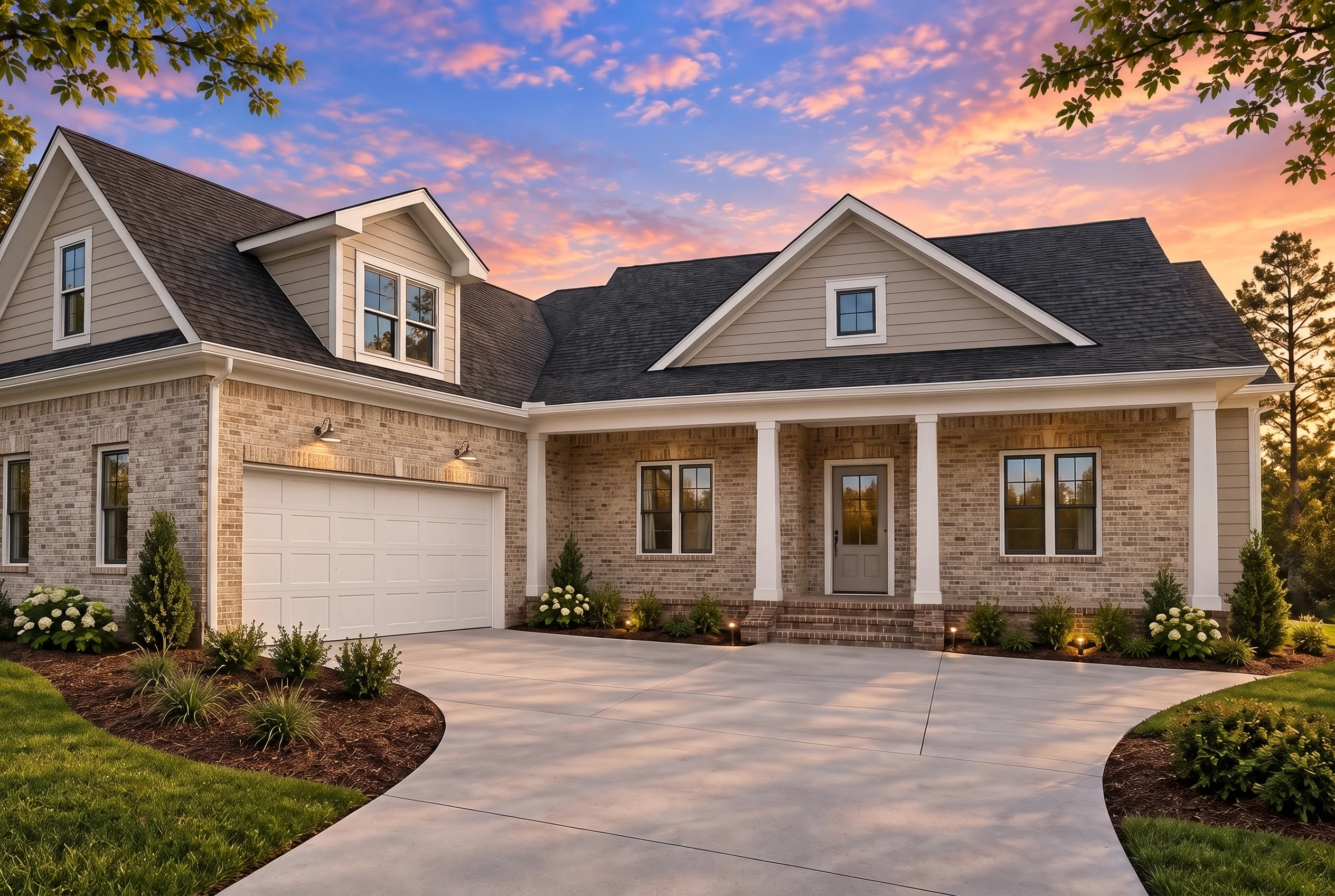 Plan  19-2294 – The Davis Farmhouse  | Modern Farmhouse – 4-Bed, 3-Bath, 2,593 SF - Natural Brick, AI-generated exterior concept