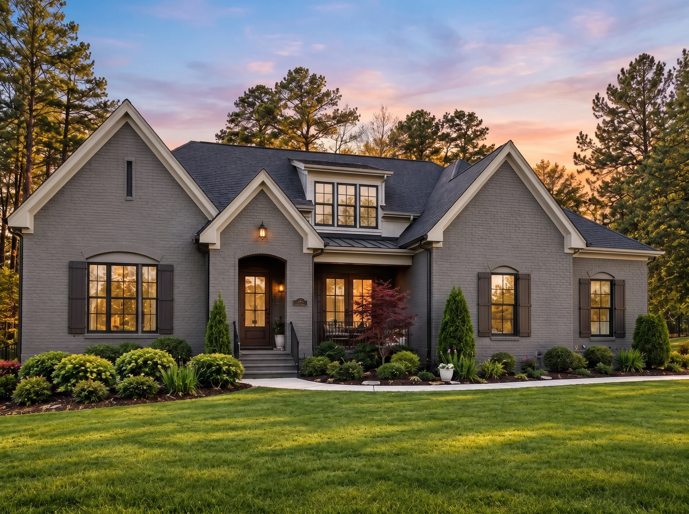 Plan  19-2468A – Pennsylvania Dutch  | New American – 5-Bed, 4-Bath, 3,923 SF - Warm Charcoal, AI-generated exterior concept