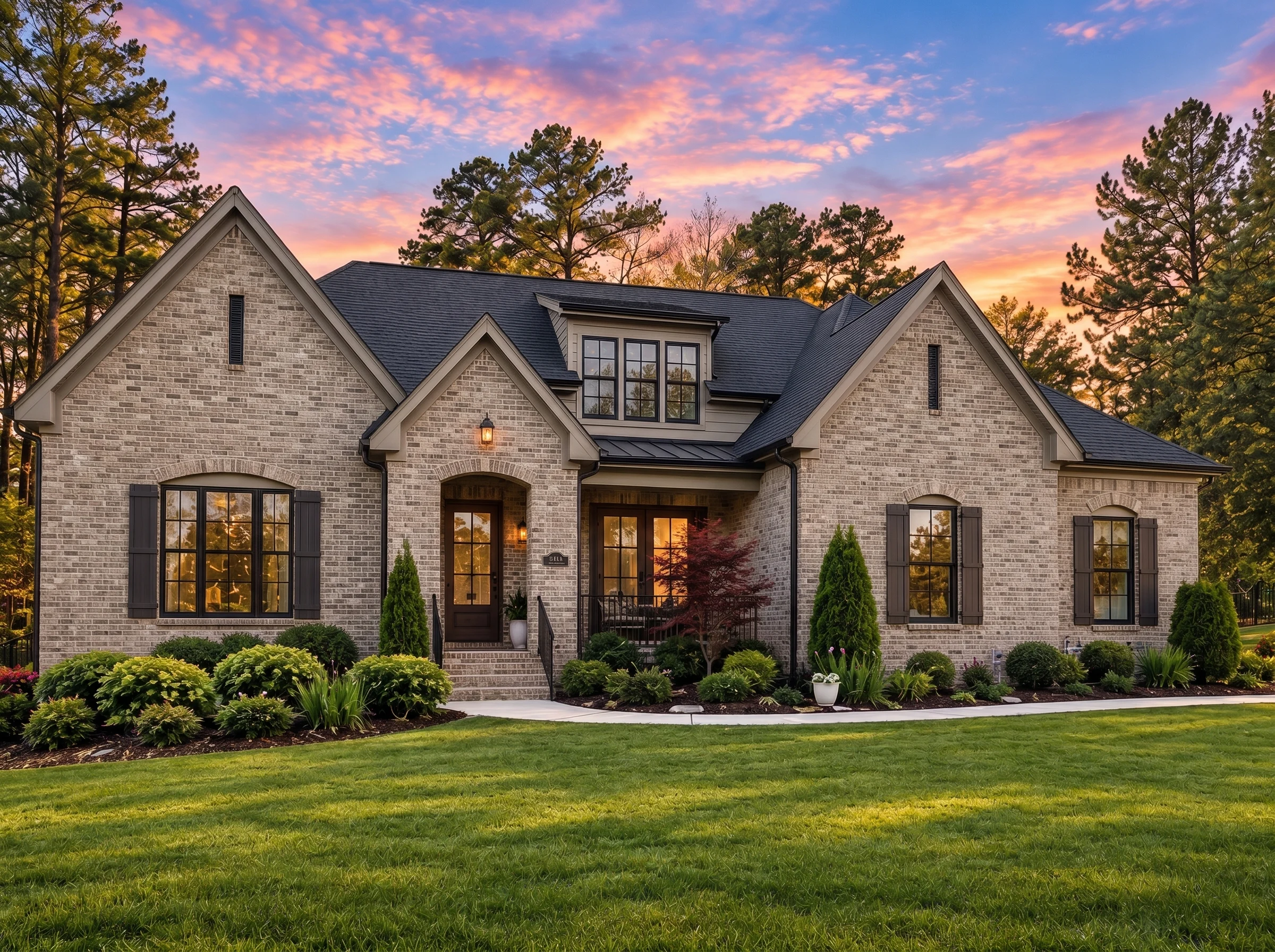 Plan  19-2468A – Pennsylvania Dutch  | New American – 5-Bed, 4-Bath, 3,923 SF - Natural Brick, AI-generated exterior concept