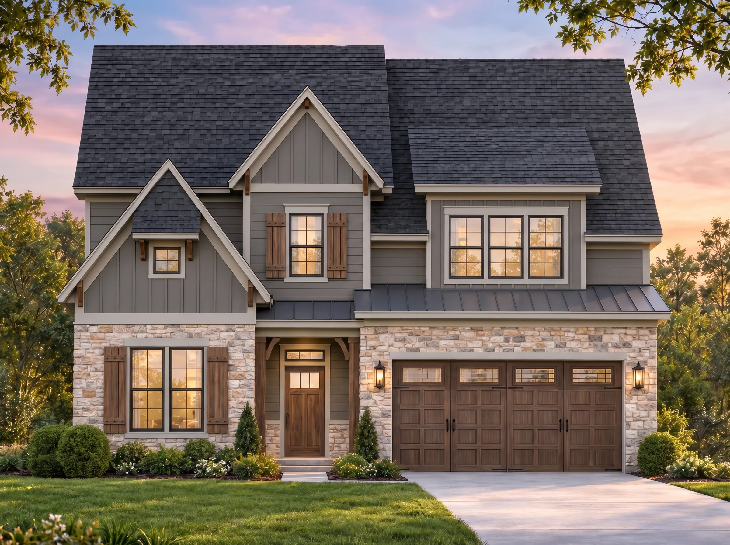 Plan  20-1080 – Effort House |  Modern Farmhouse – 3-Bed, 2-Bath, 4,573 SF - Warm Charcoal, AI-generated exterior concept