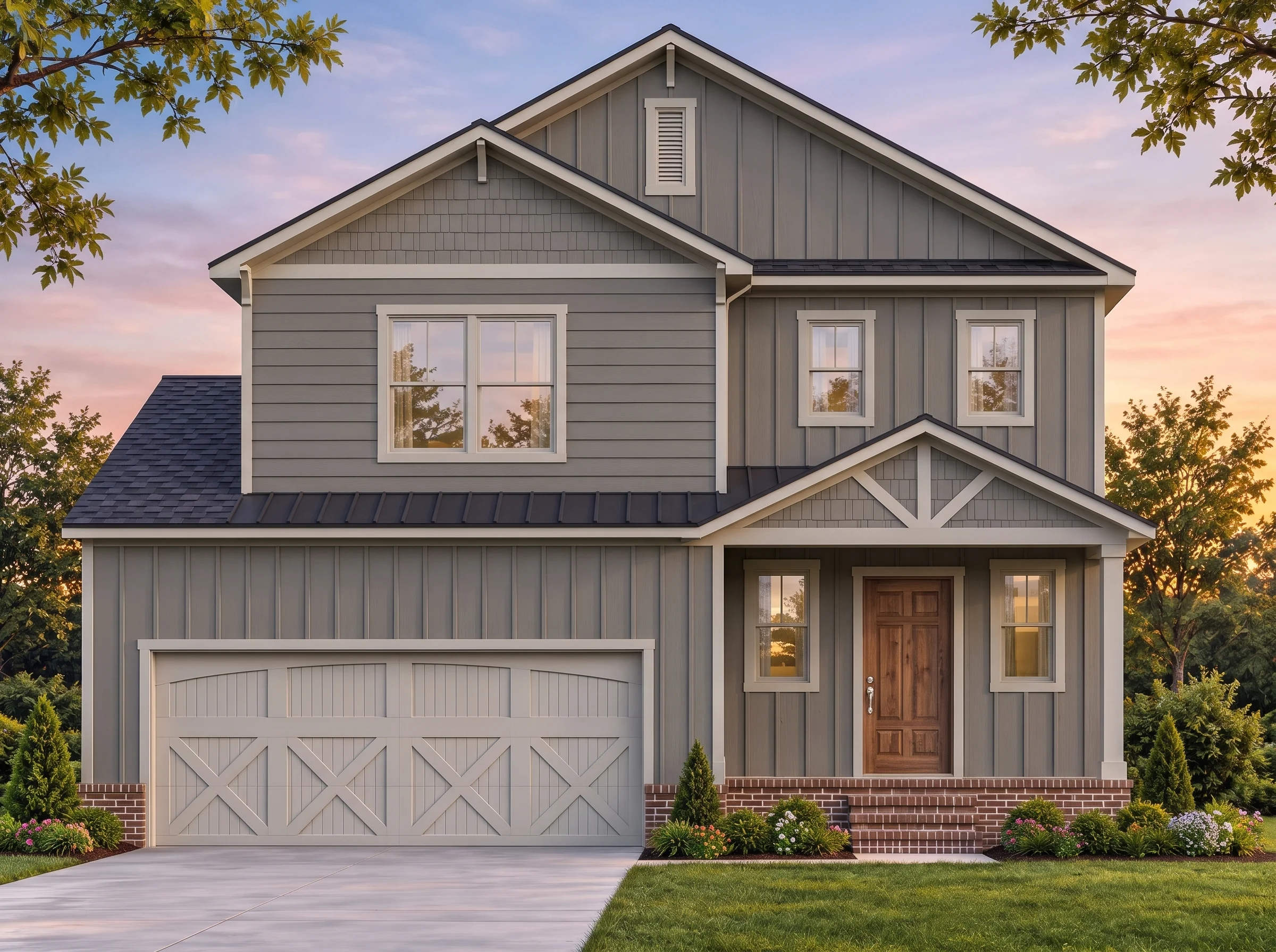 Plan  20-1058 – Ohio Plateau |  Craftsman – 3-Bed, 2-Bath, 3,014 SF - Warm Charcoal, AI-generated exterior concept